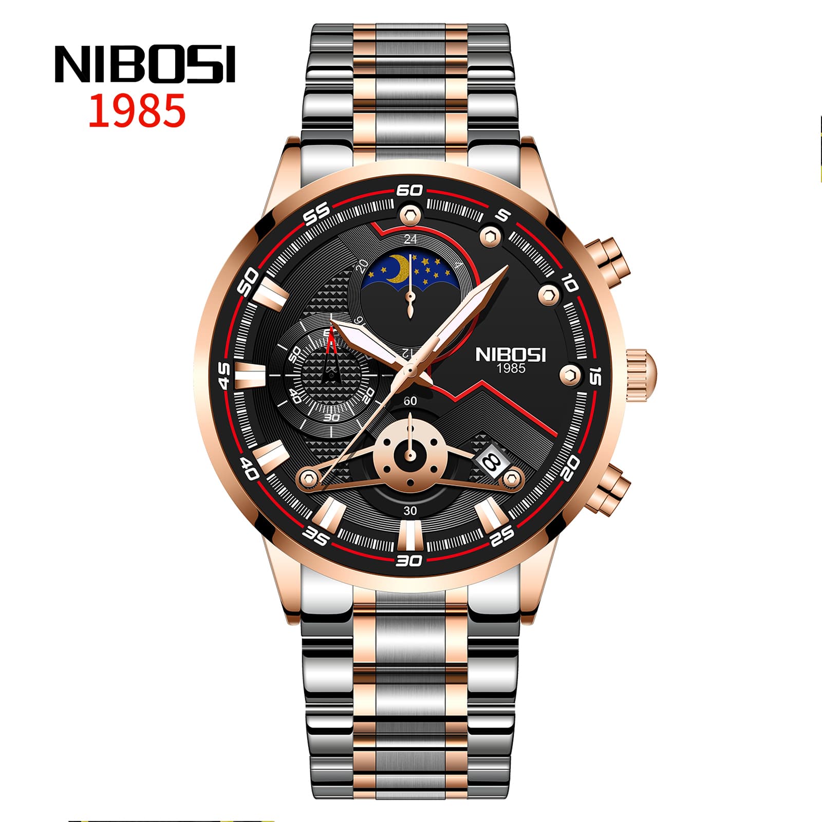 Nibosi Nibosi Venturer Rose Gold Silver Black