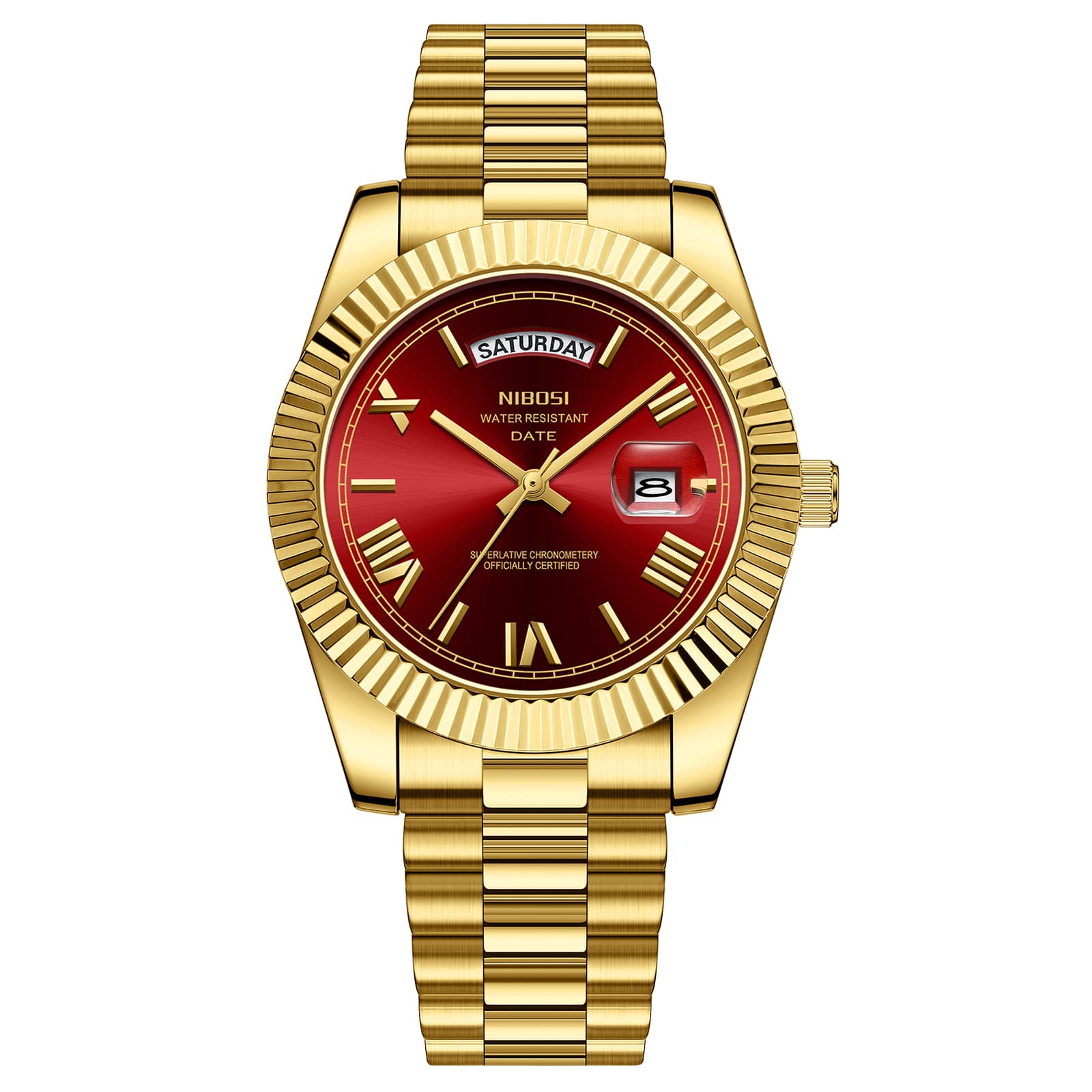 Nibosi Nibosi Day-Date Roman Gold Red