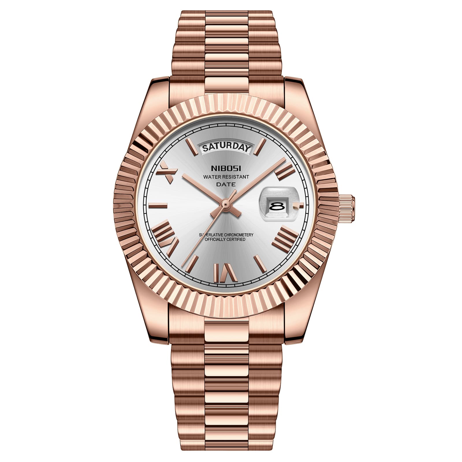 Nibosi Nibosi Day-Date Roman Rose Silver