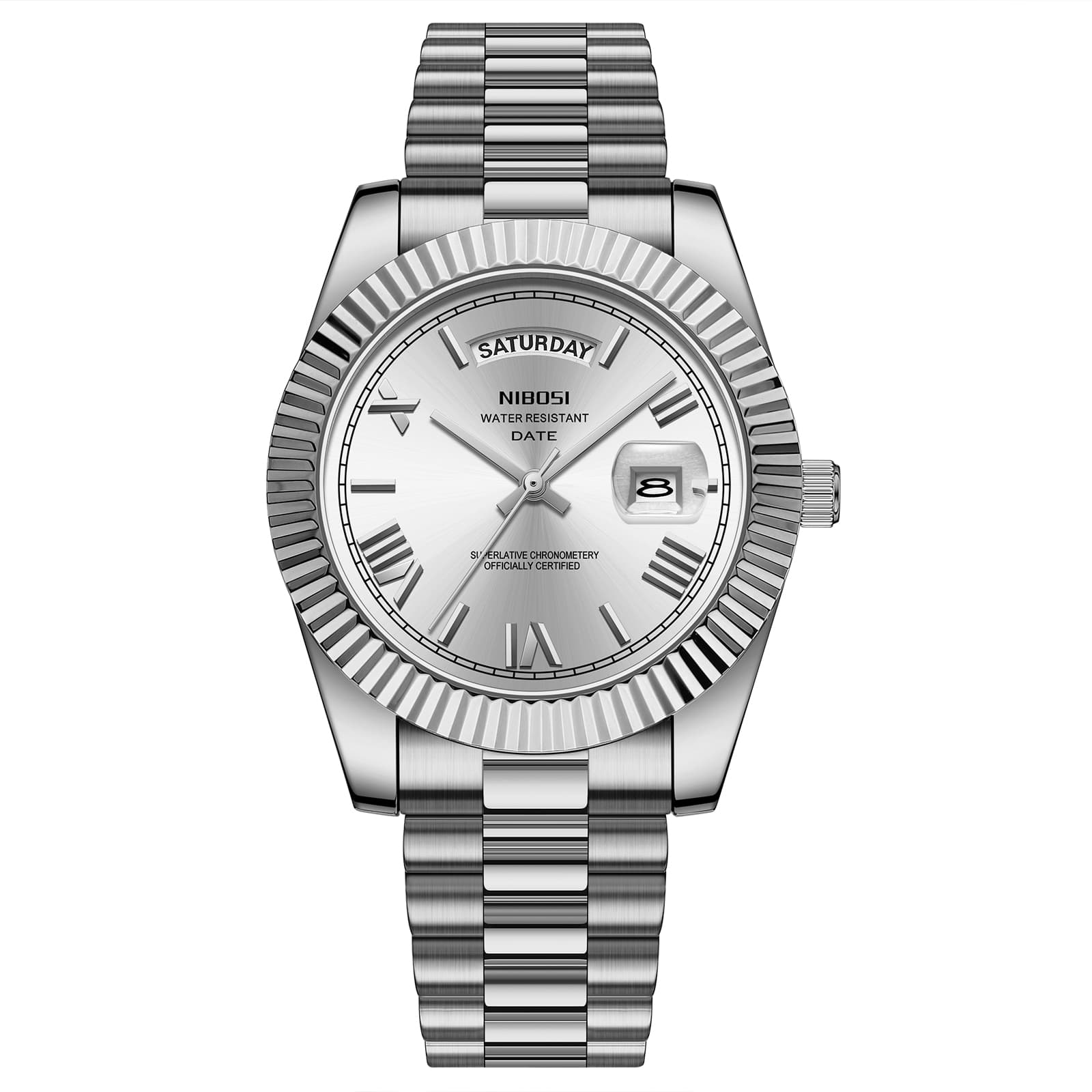 Nibosi Nibosi Day-Date Roman Silver
