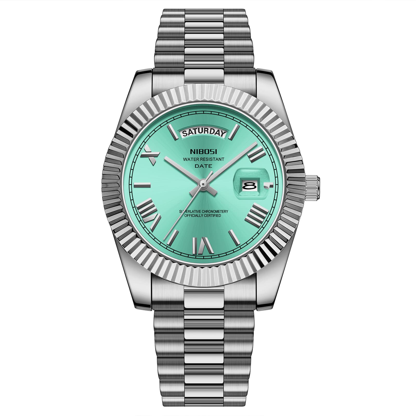 Nibosi Nibosi Day-Date Roman Silver Teal