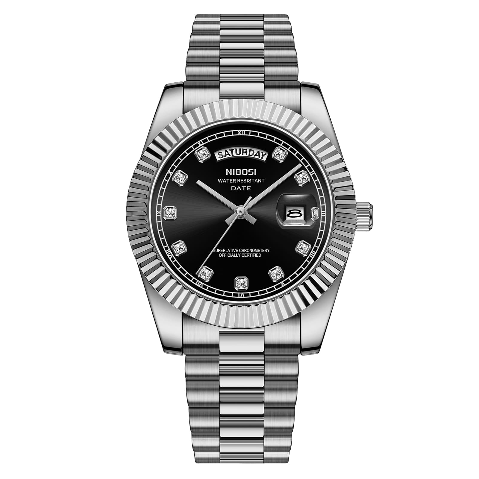 Nibosi Nibosi Day-Date Silver Black