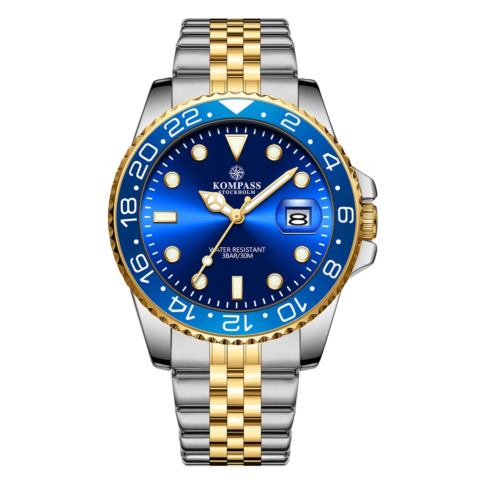 Kompass Stockholm Kompass Monarch Silver Gold Blue