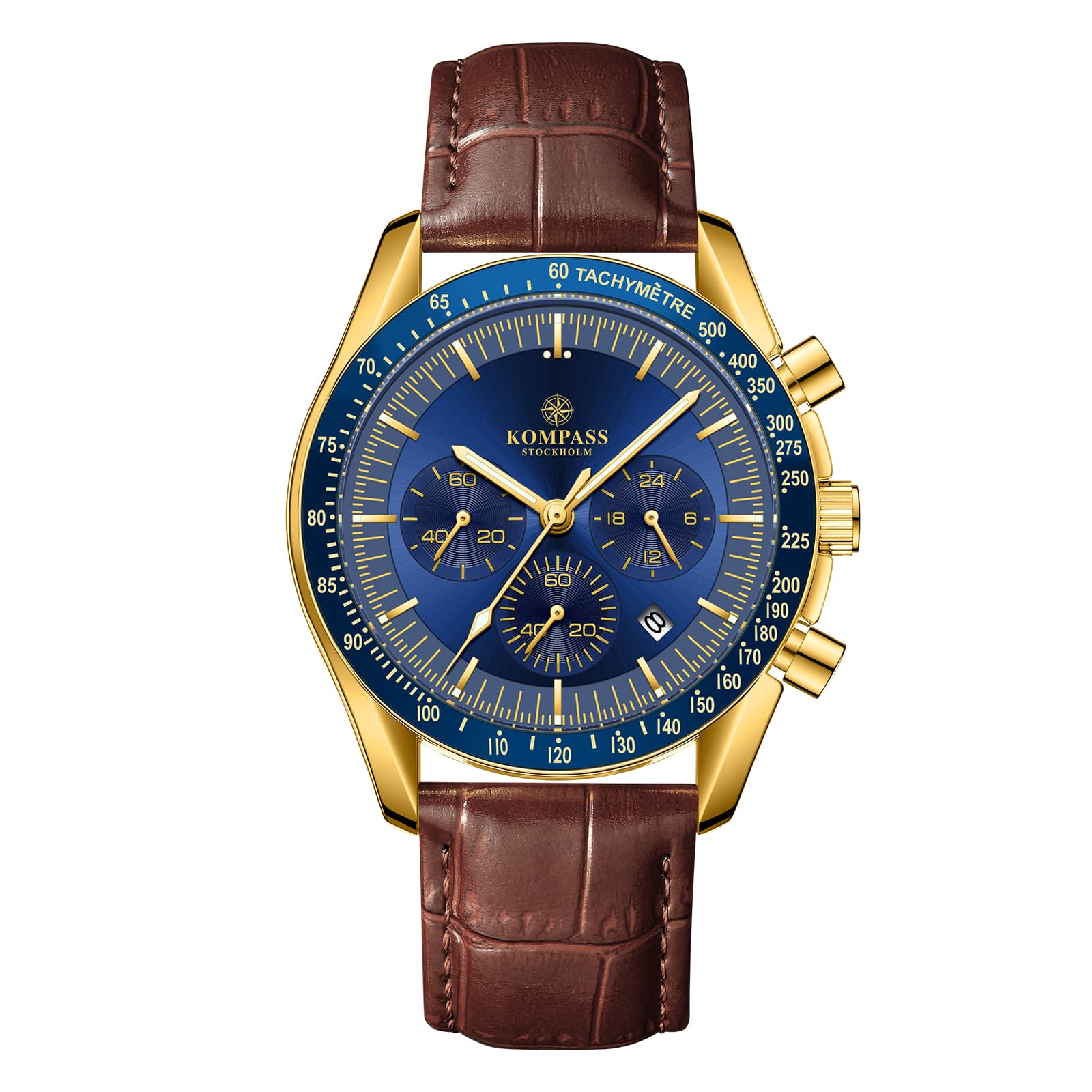 Kompass Stockholm Kompass ChronoSpeed Gold Blue Brown