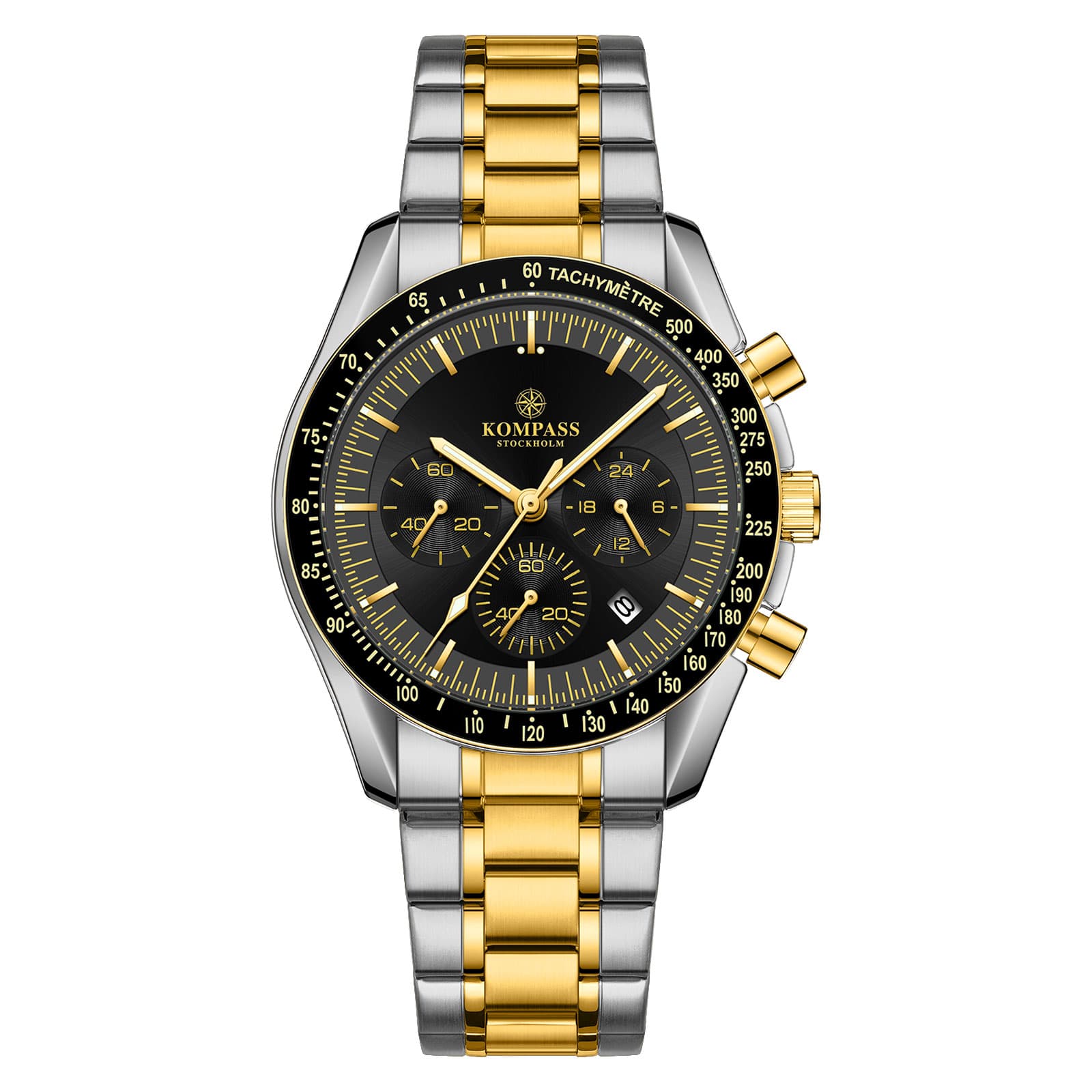 Kompass Stockholm Kompass ChronoSpeed Steel Silver Gold Black