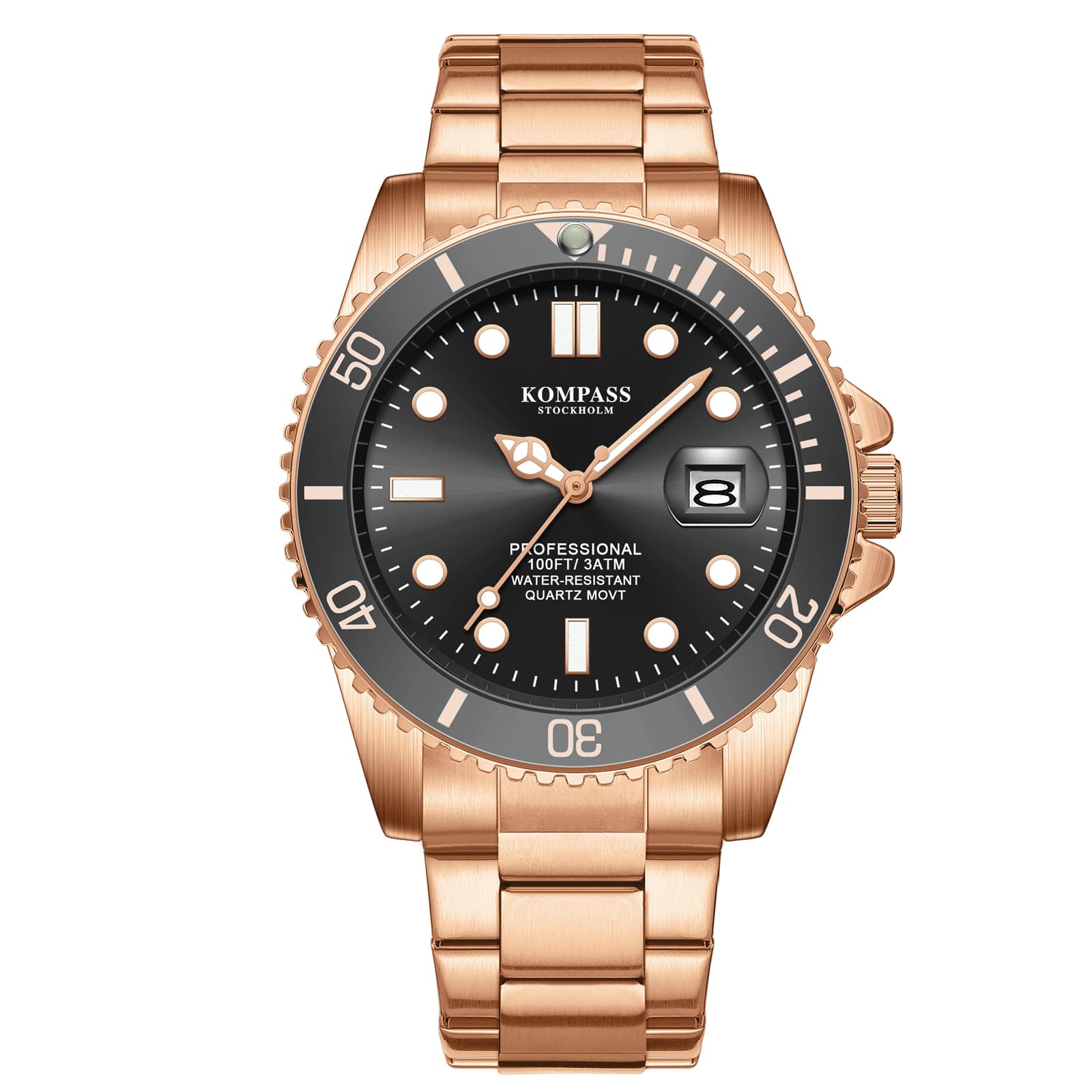 Kompass Stockholm Kompass Grand Diver Rose Gold Black