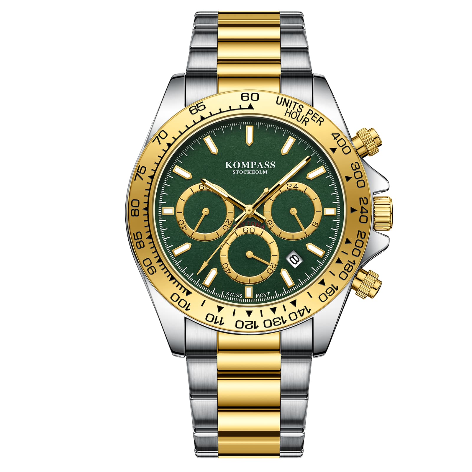 Kompass Stockholm Kompass ChronoRace Silver Gold Green