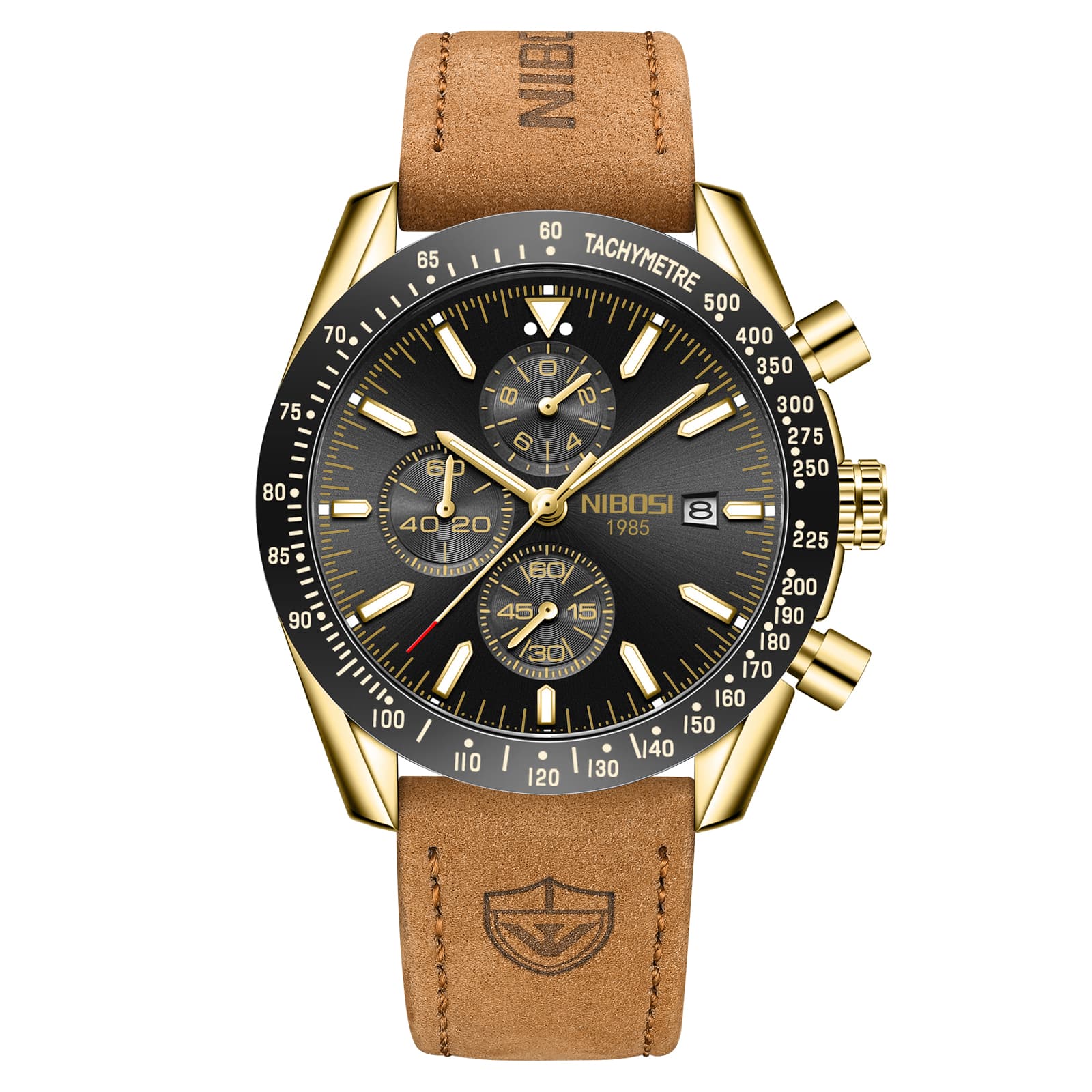 Nibosi Nibosi Trackmaster Gold Black Leather