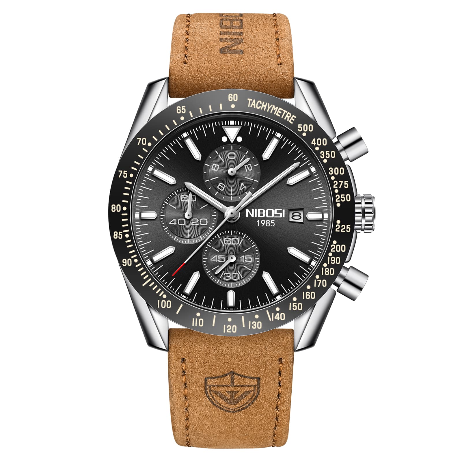 Nibosi Nibosi Trackmaster Silver Black Leather