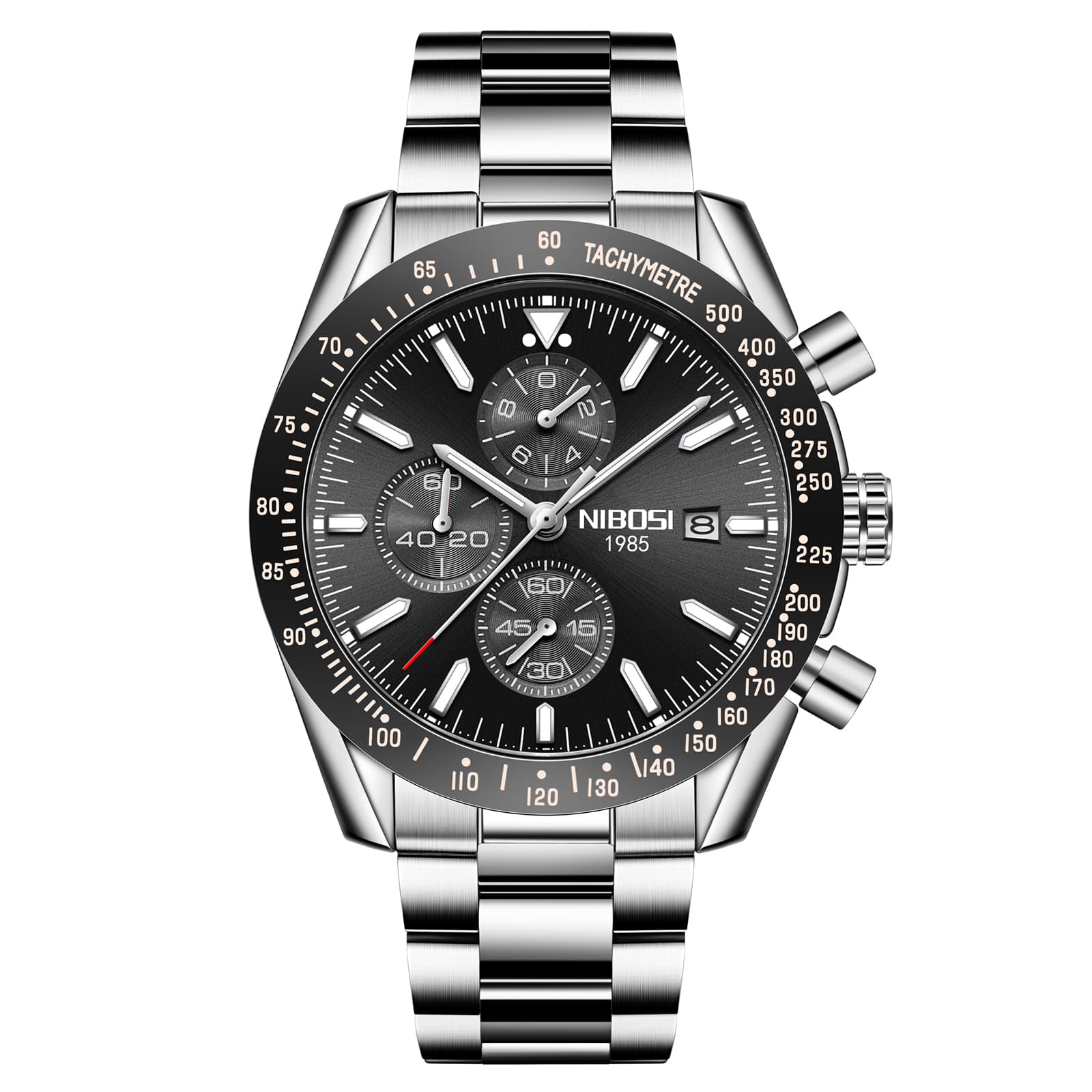 Nibosi Nibosi Trackmaster Silver Black Steel