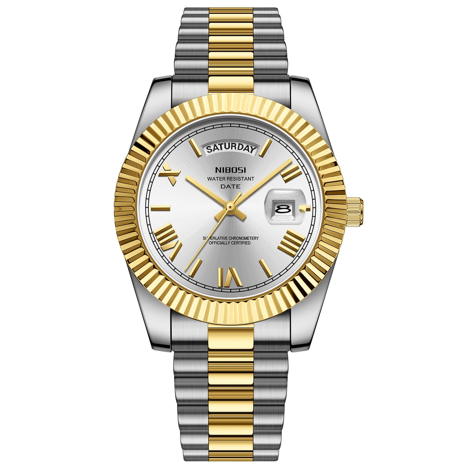 Nibosi Nibosi Day-Date Roman Silver Gold