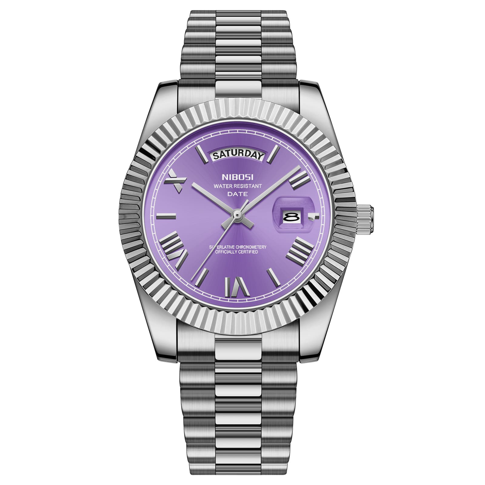 Nibosi Nibosi Day-Date Roman Silver Purple