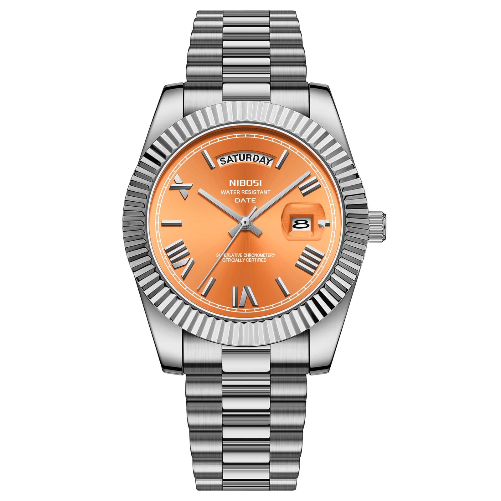 Nibosi Nibosi Day-Date Roman Silver Orange