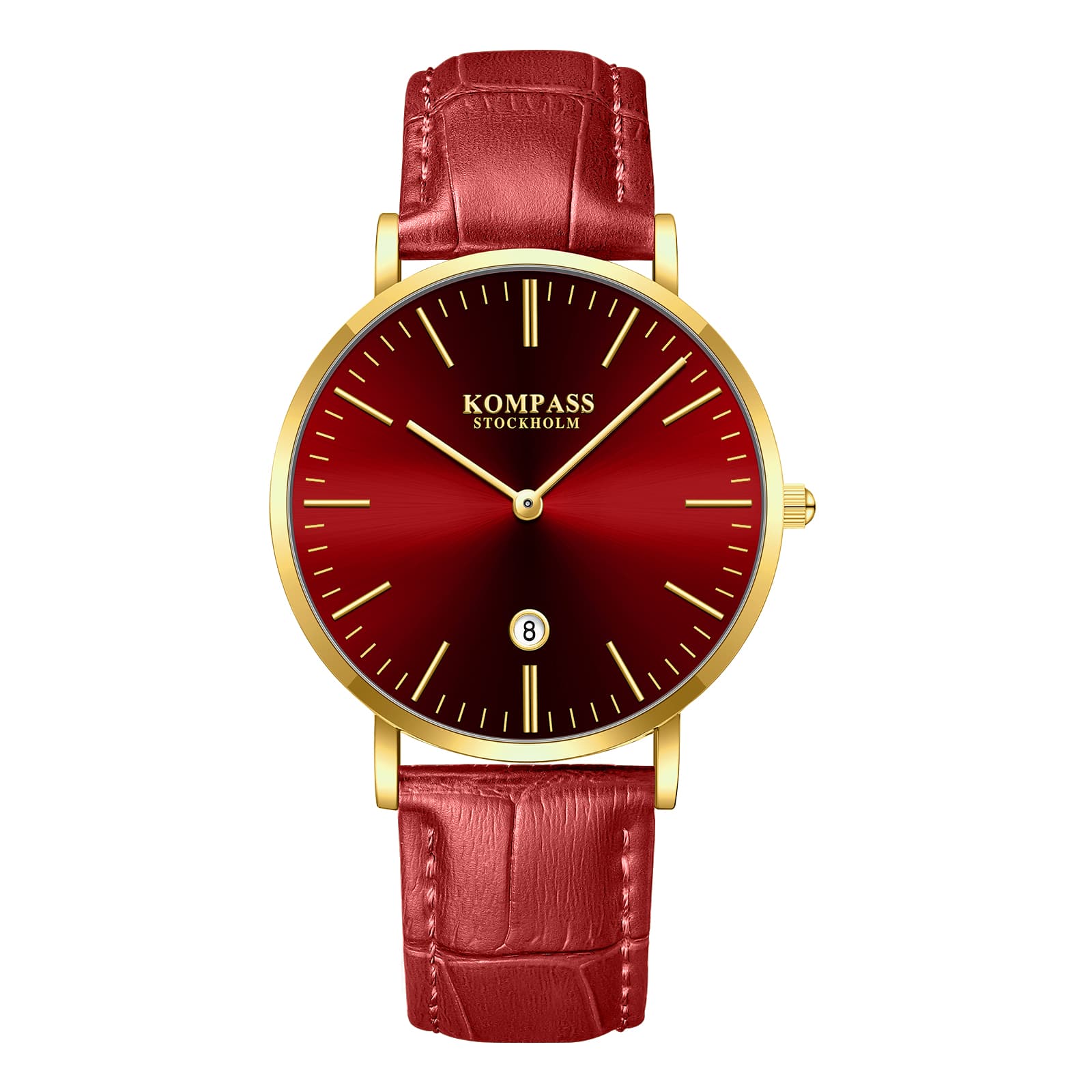 Kompass Stockholm Kompass Nautilus Gold Red Dial Red Strap