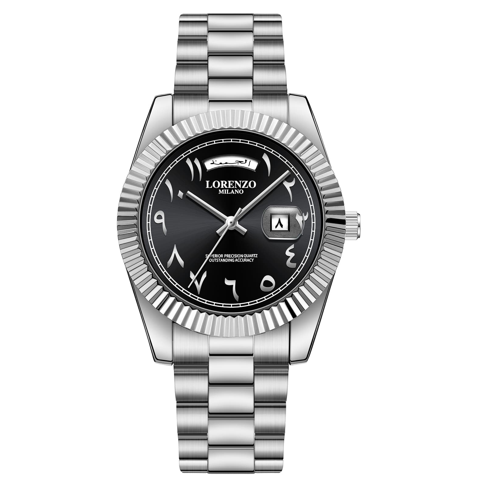 Lorenzo Milano Lorenzo Day-Date Arabic Silver Black