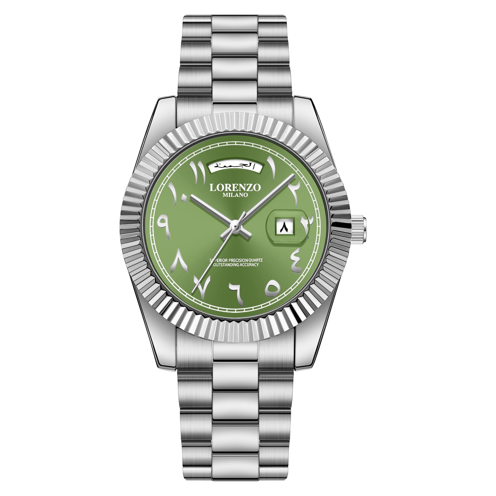 Lorenzo Milano Lorenzo Day-Date Arabic Silver Green