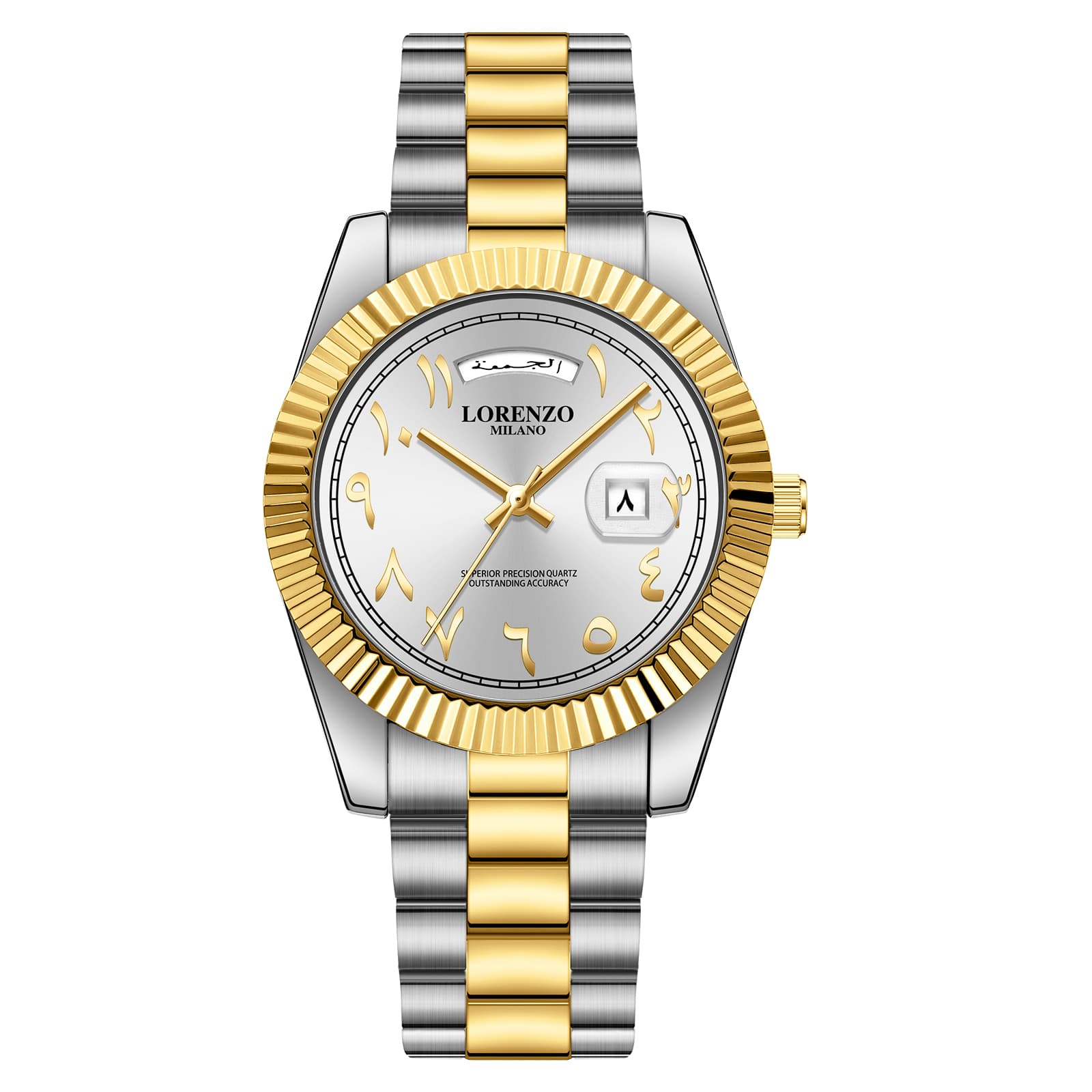 Lorenzo Milano Lorenzo Day-Date Arabic Silver Gold