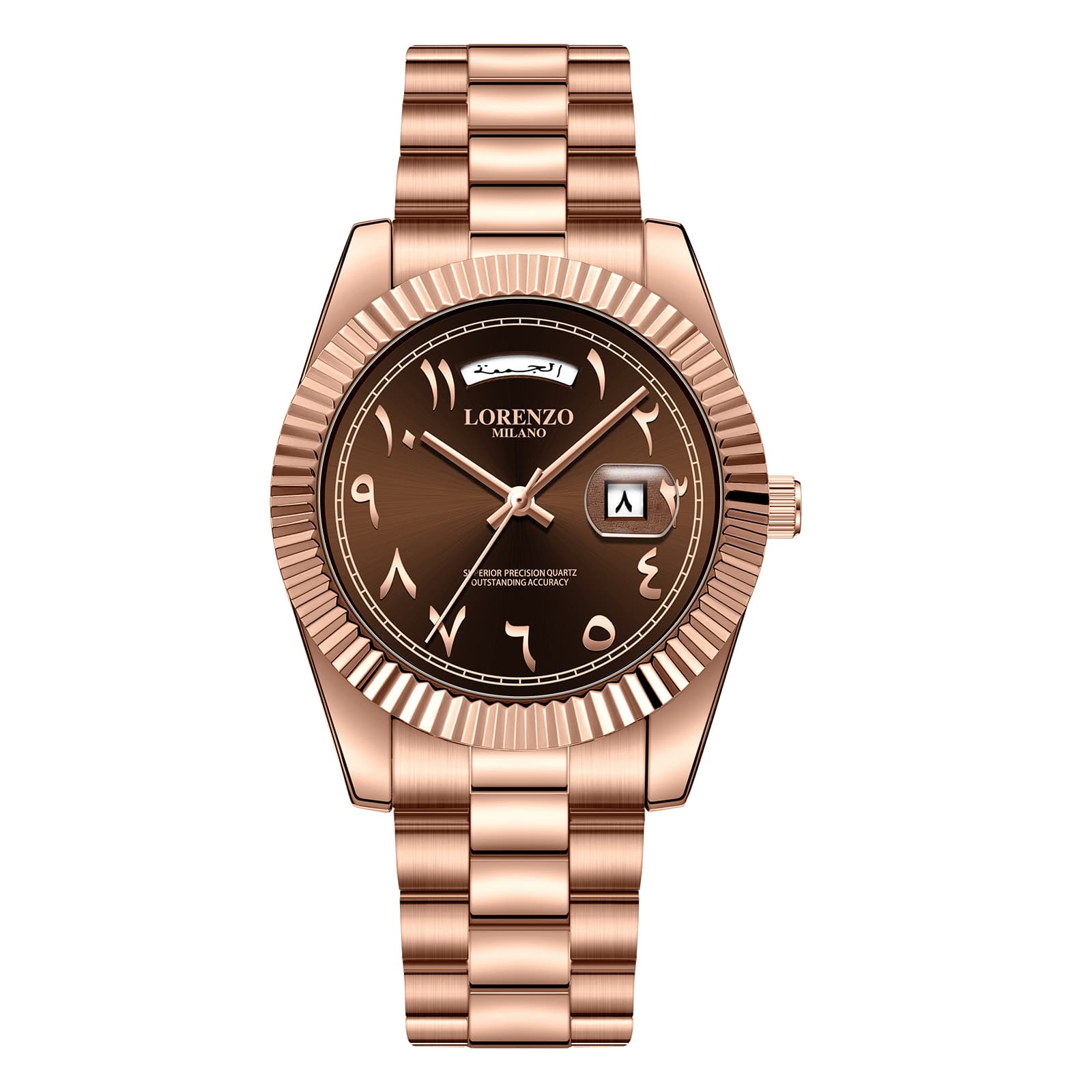 Lorenzo Milano Lorenzo Day-Date Arabic Rose Gold Brown