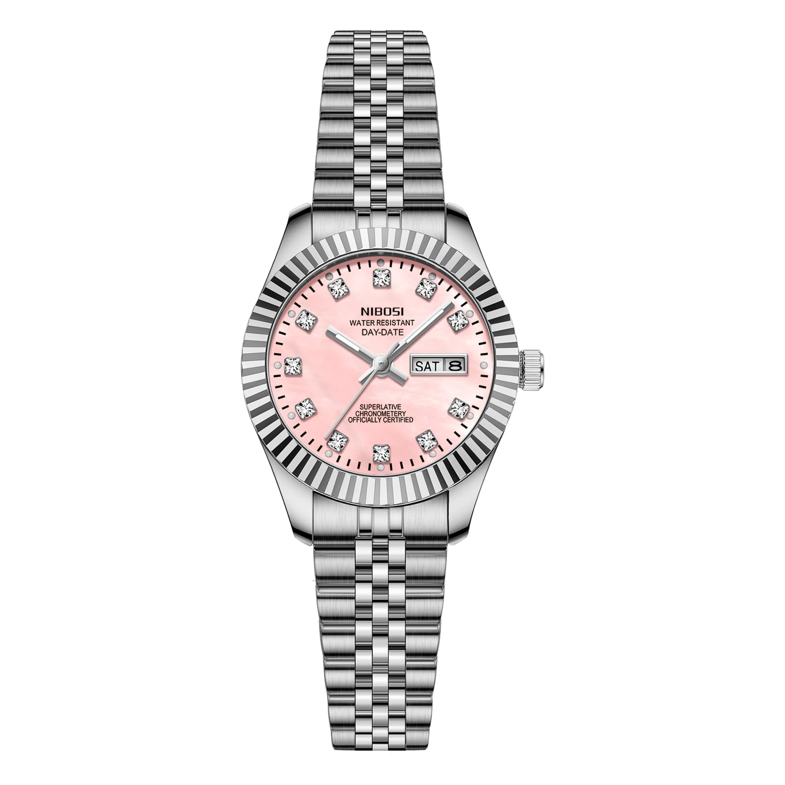 Nibosi Nibosi Millbury Day-Date Silver Pink
