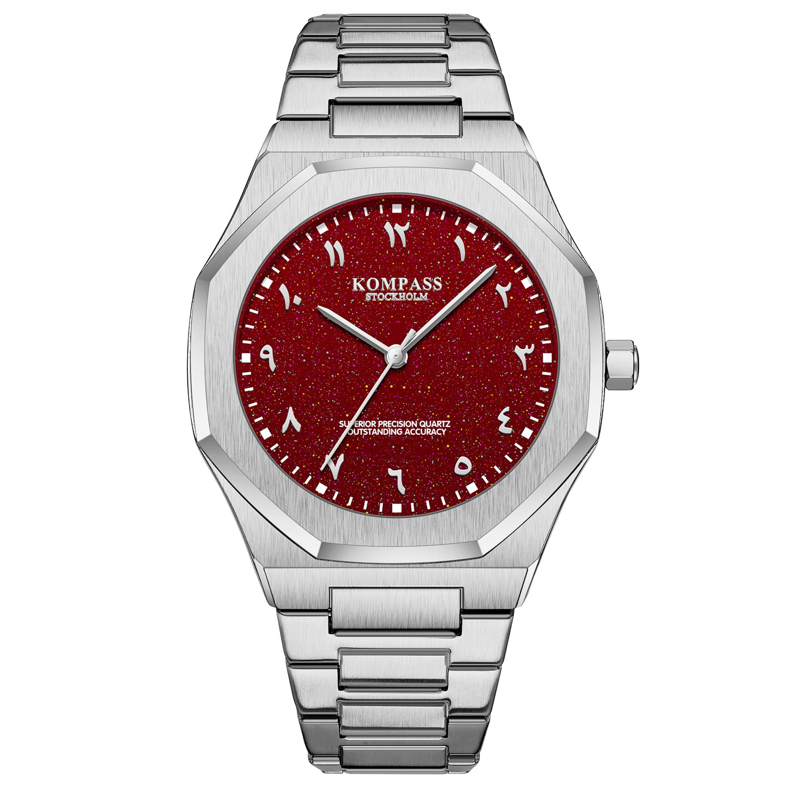 Kompass Stockholm Kompass Star-Dust Arabic Silver Red