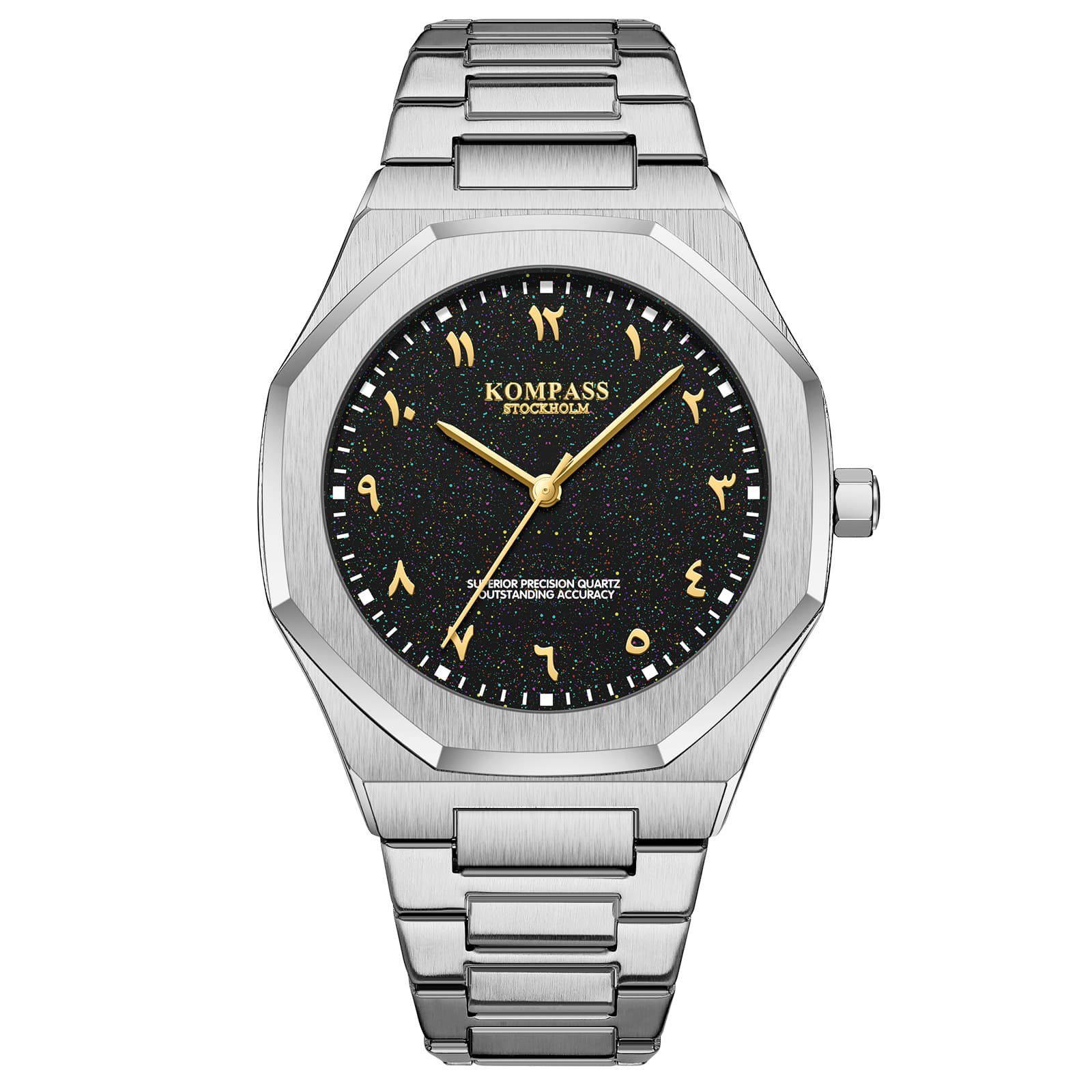 Kompass Stockholm Kompass Star-Dust Arabic Silver Black Gold