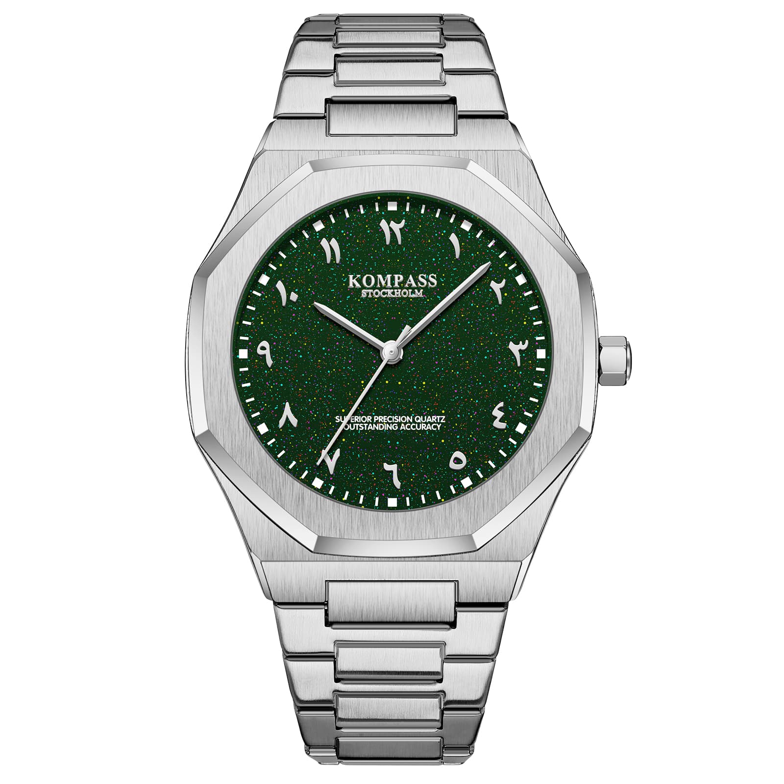 Kompass Stockholm Kompass Star-Dust Arabic Silver Green