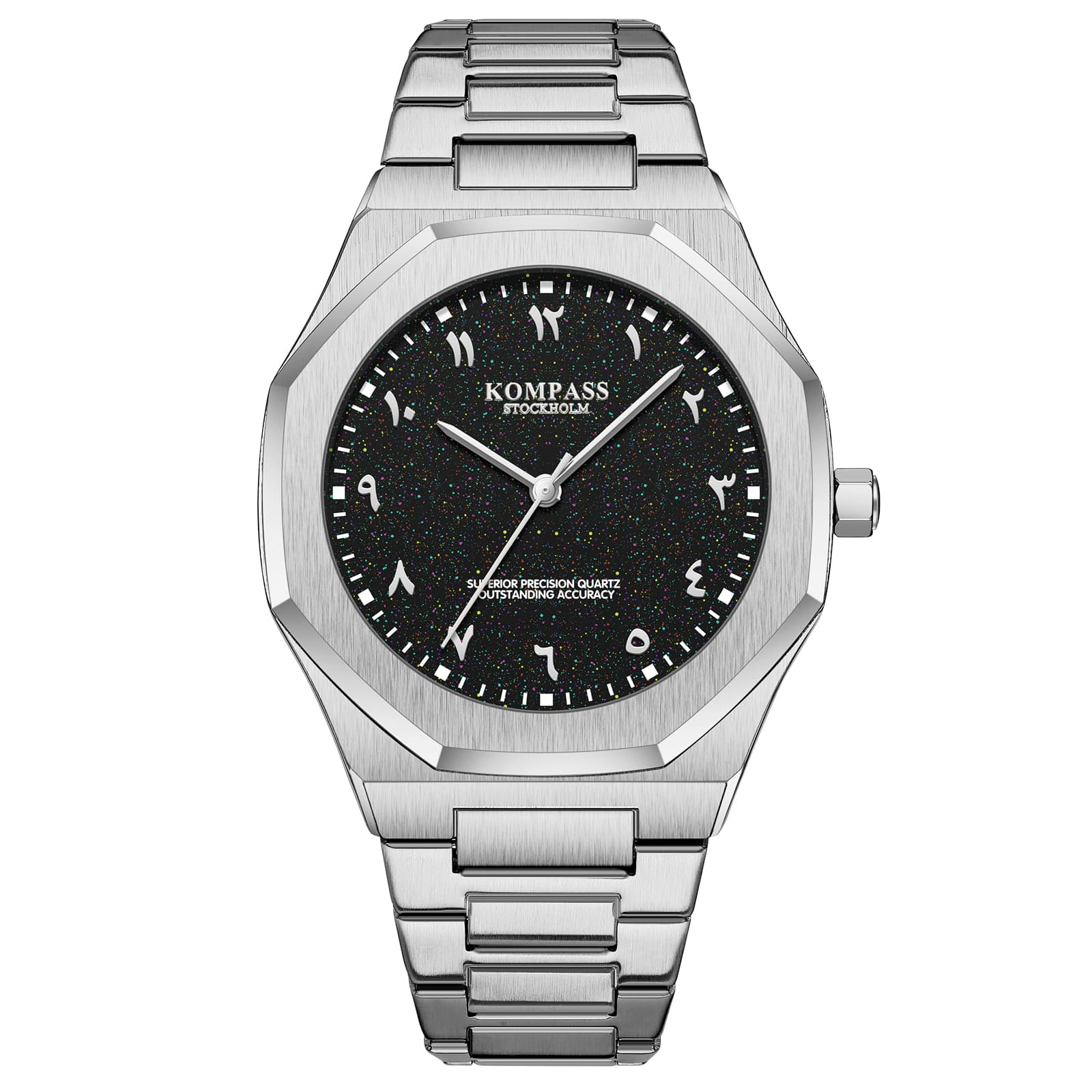 Kompass Stockholm Kompass Star-Dust Arabic Silver Black