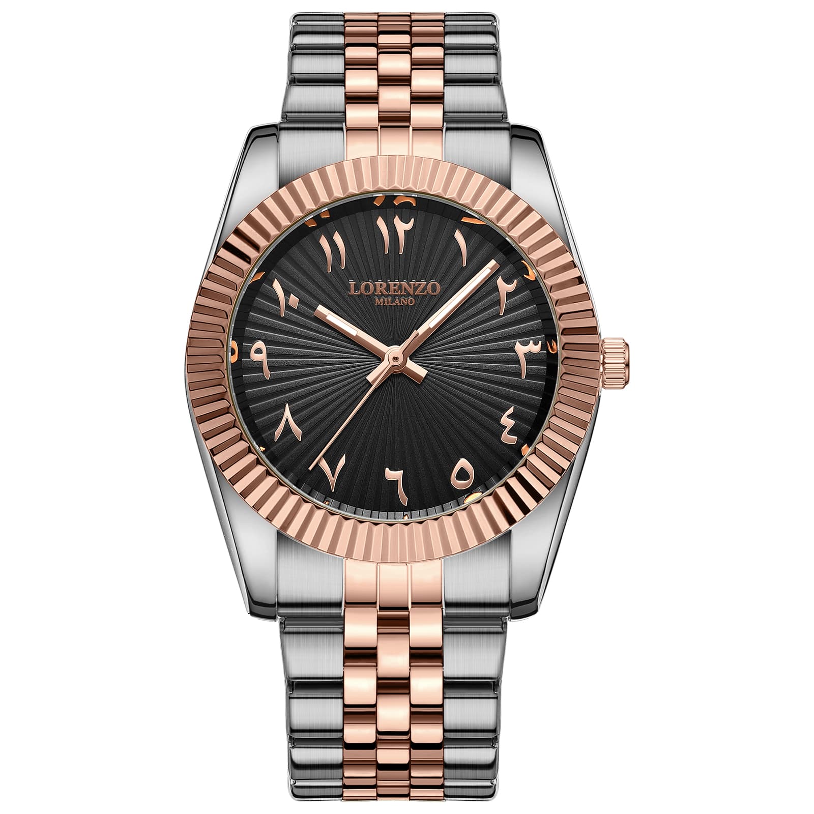 Lorenzo Milano Lorenzo Starburst Arabic Silver Rose Gold Black