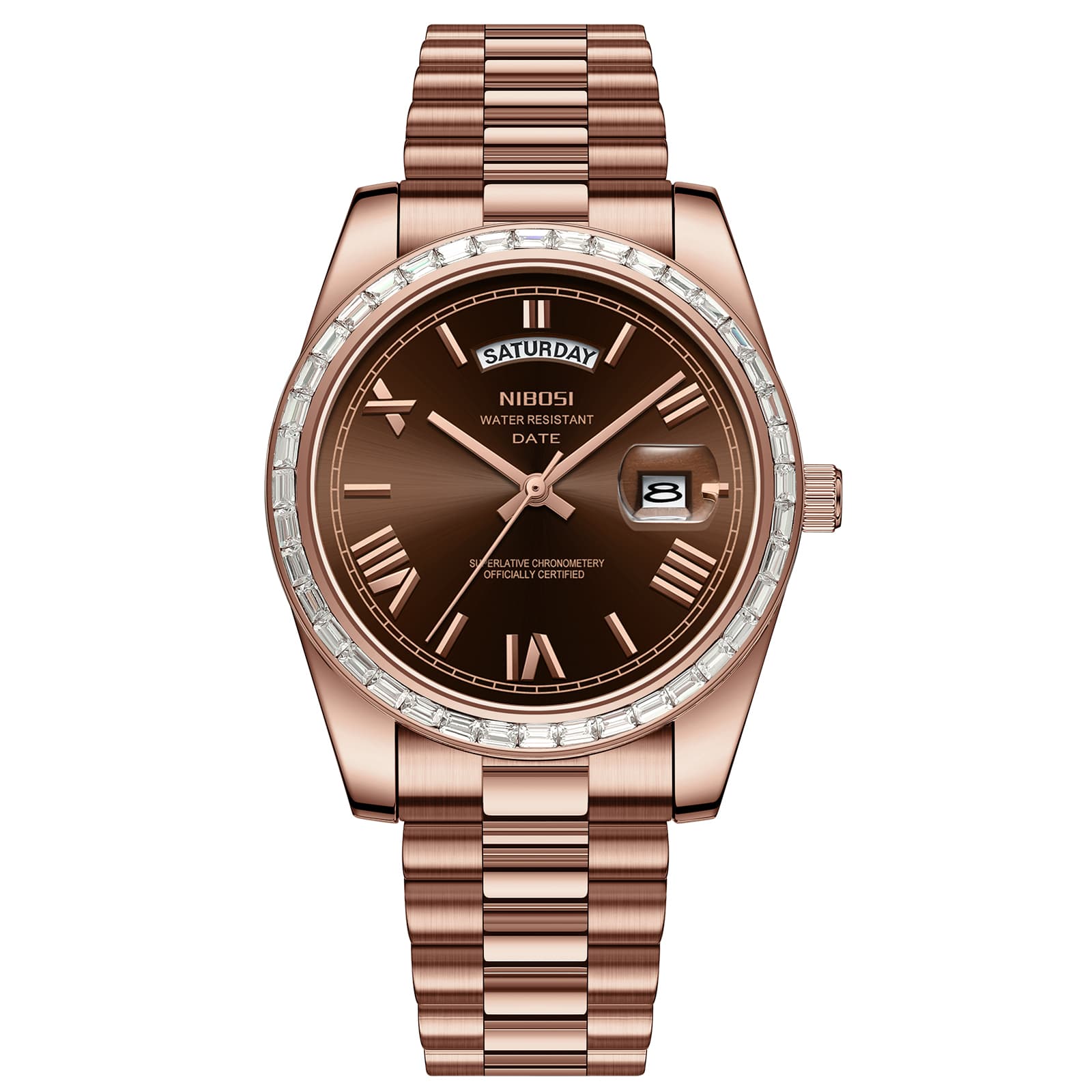 Nibosi Nibosi Day-Date President Rose Gold Brown