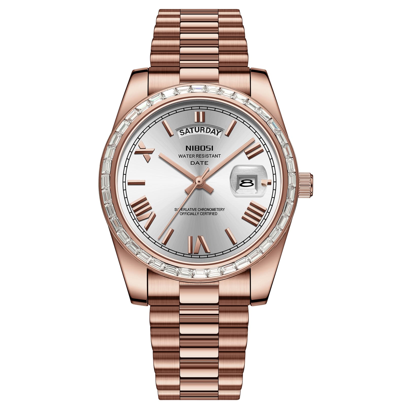 Nibosi Nibosi Day-Date President Rose Gold Silver