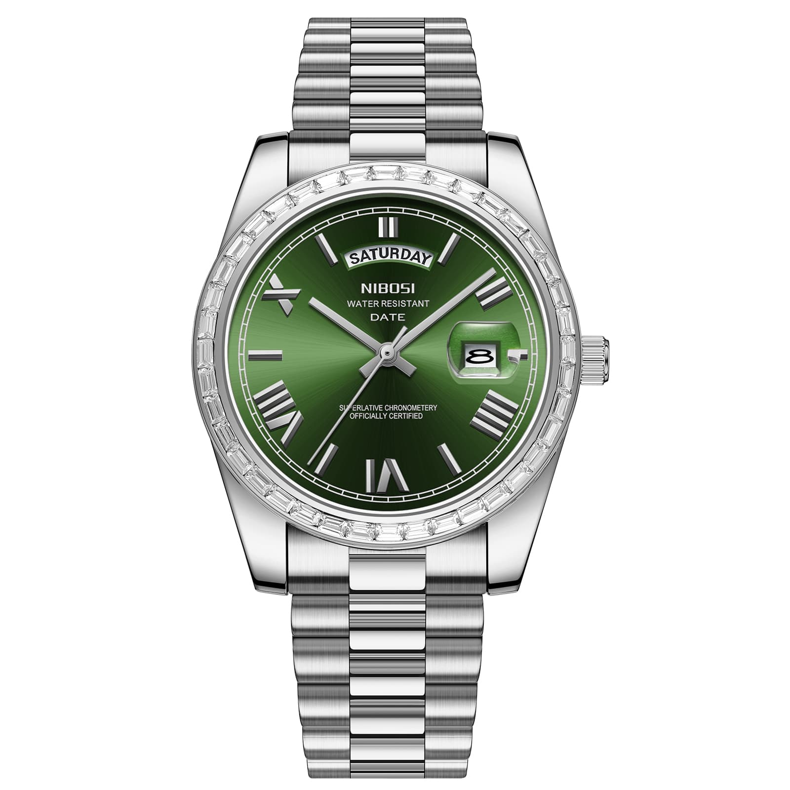 Nibosi Nibosi Day-Date President Silver Green