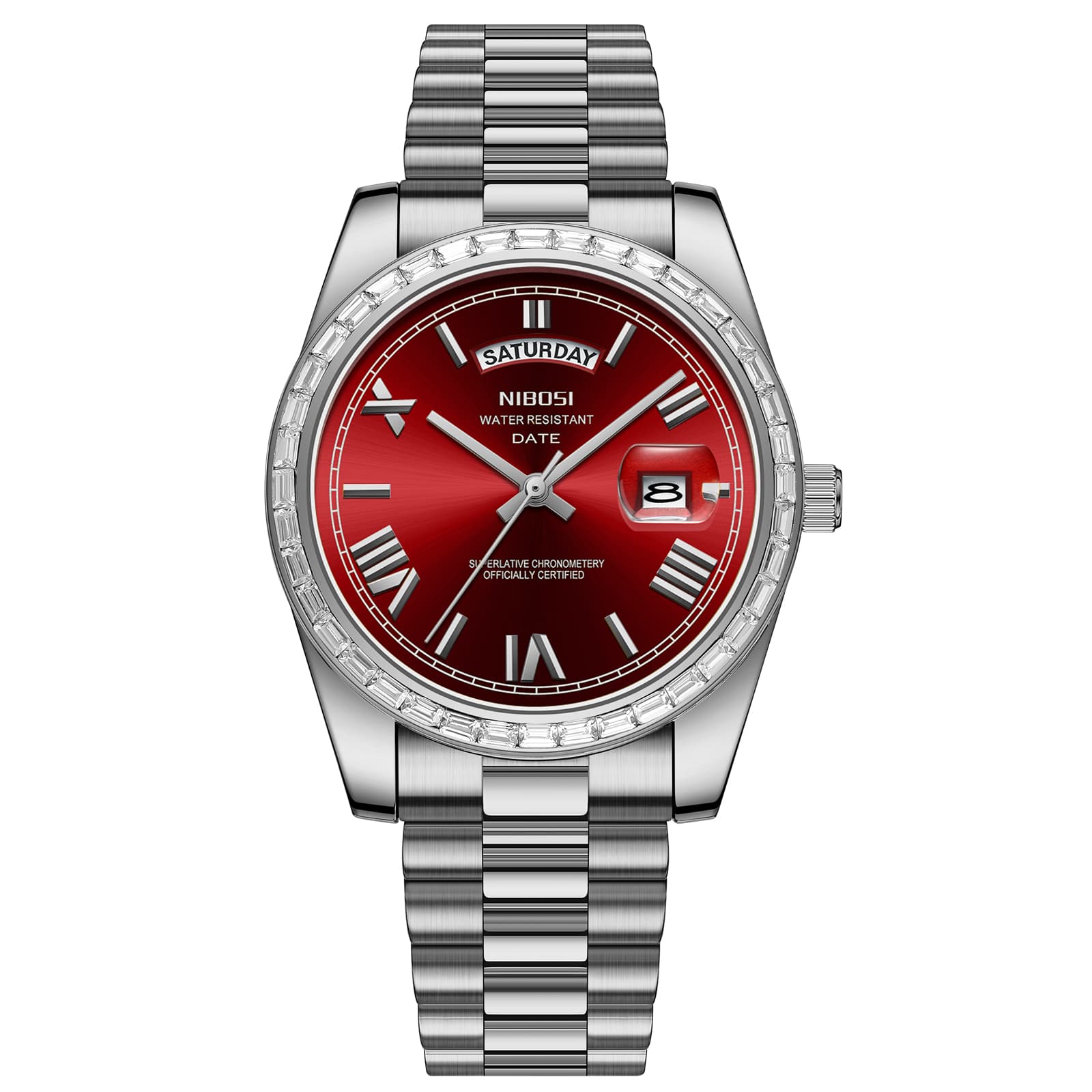 Nibosi Nibosi Day-Date President Silver Red