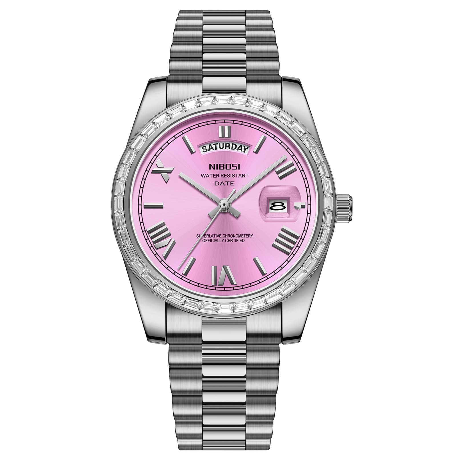 Nibosi Nibosi Day-Date President Silver Pink