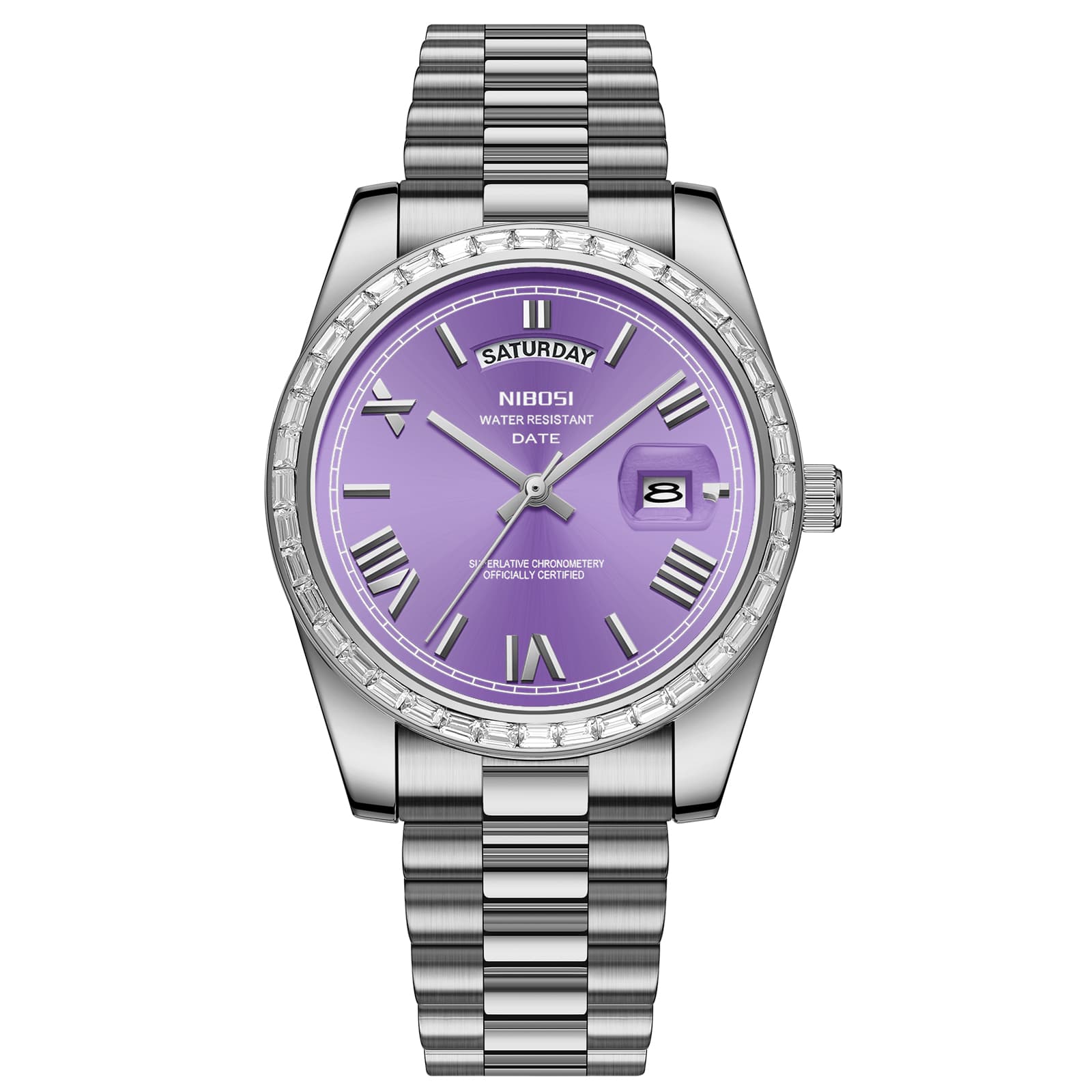 Nibosi Nibosi Day-Date President Silver Purple