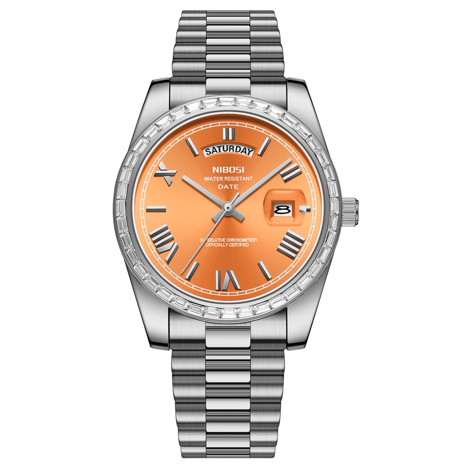 Nibosi Nibosi Day-Date President Silver Orange