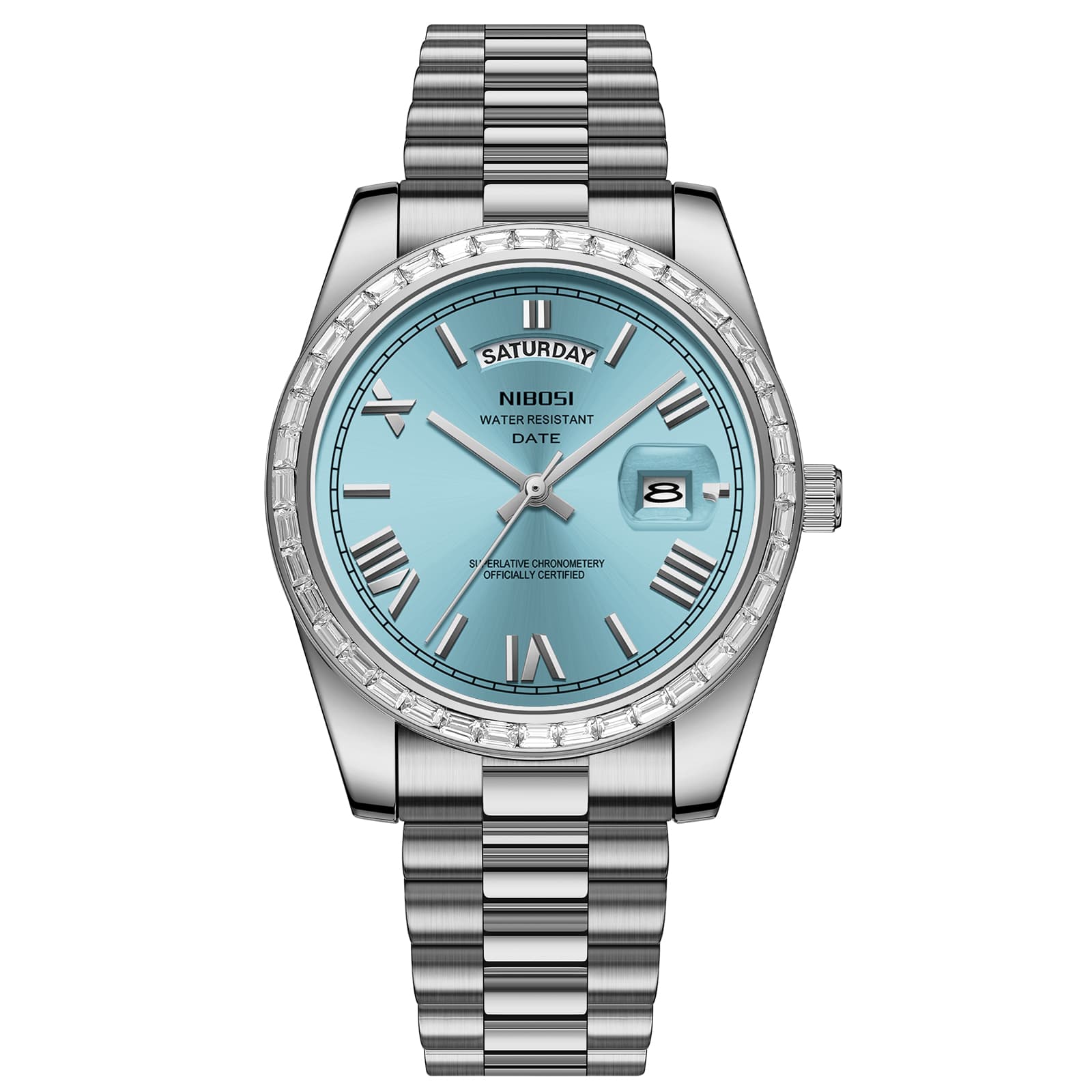 Nibosi Nibosi Day-Date President Silver Sky Blue