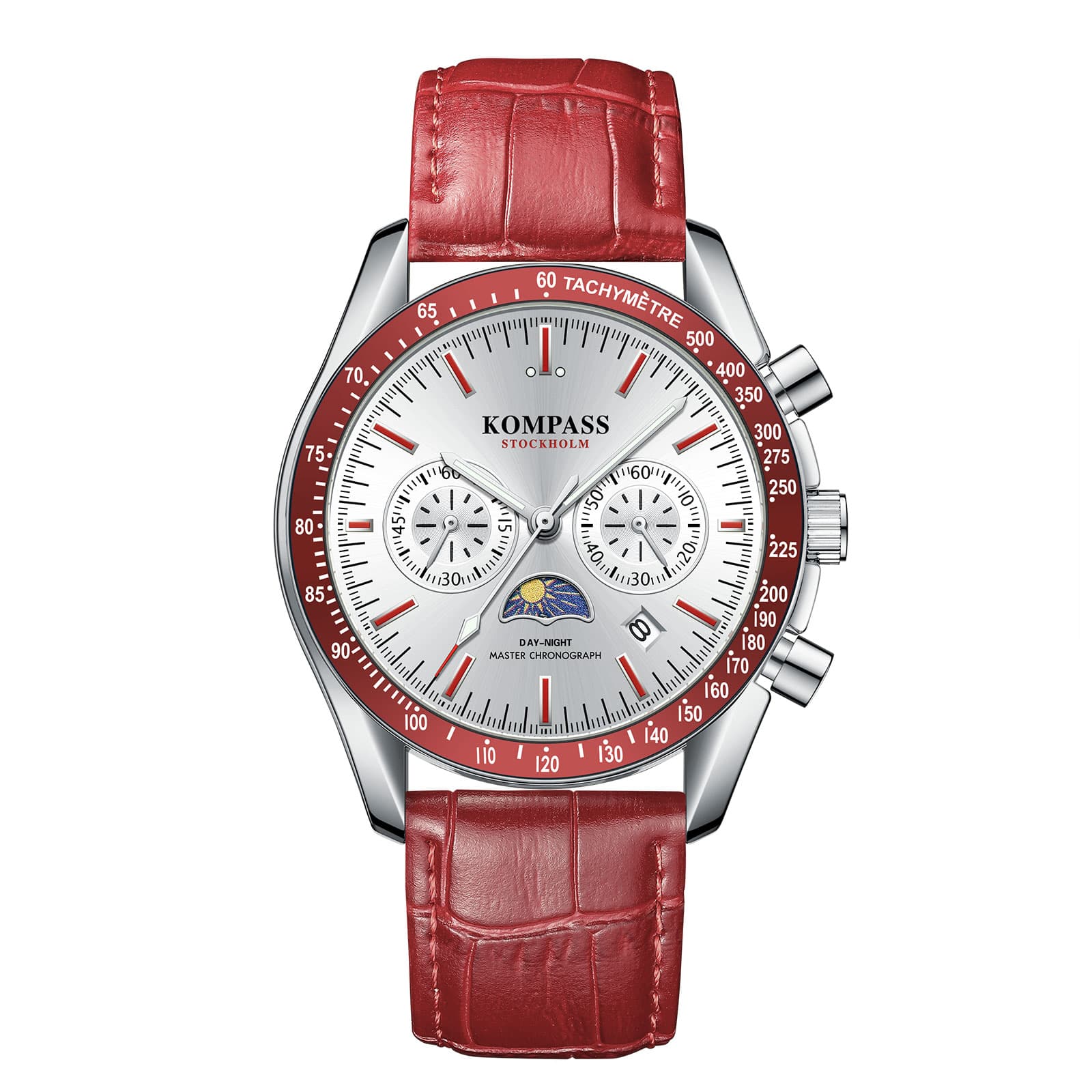 Kompass Stockholm Kompass Day-Night Master Chronograph Silver Red