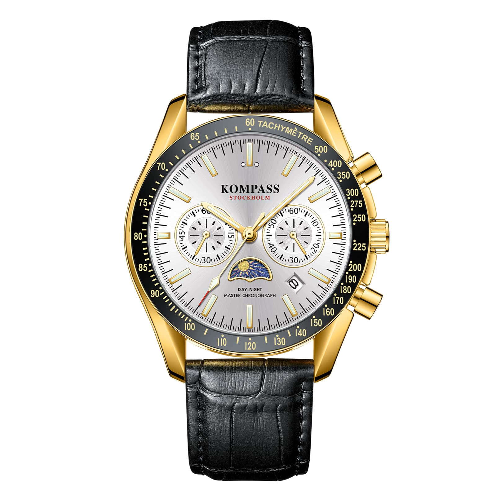 Kompass Stockholm Kompass Day-Night Master Chronograph Gold Silver Black