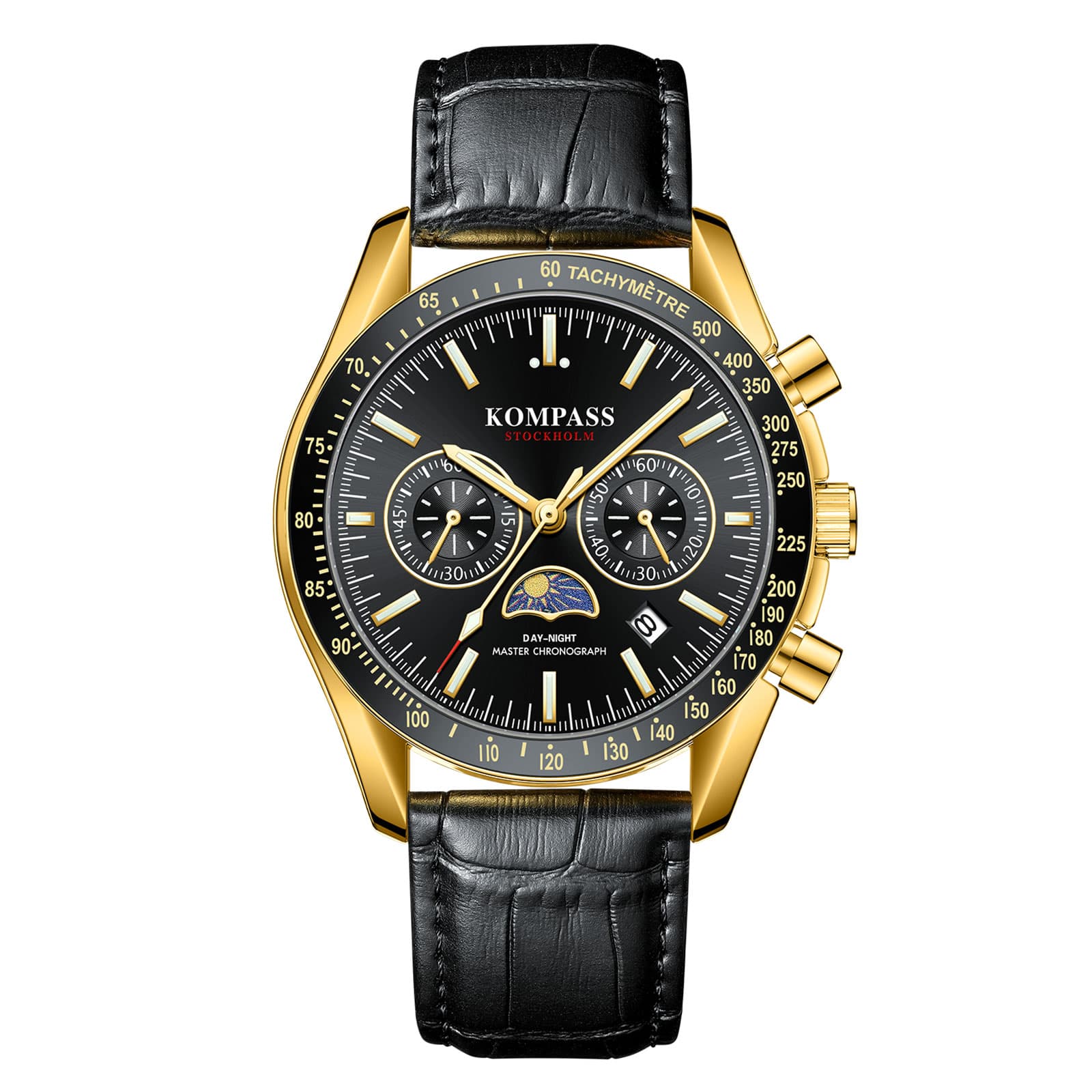 Kompass Stockholm Kompass Day-Night Master Chronograph Gold Black