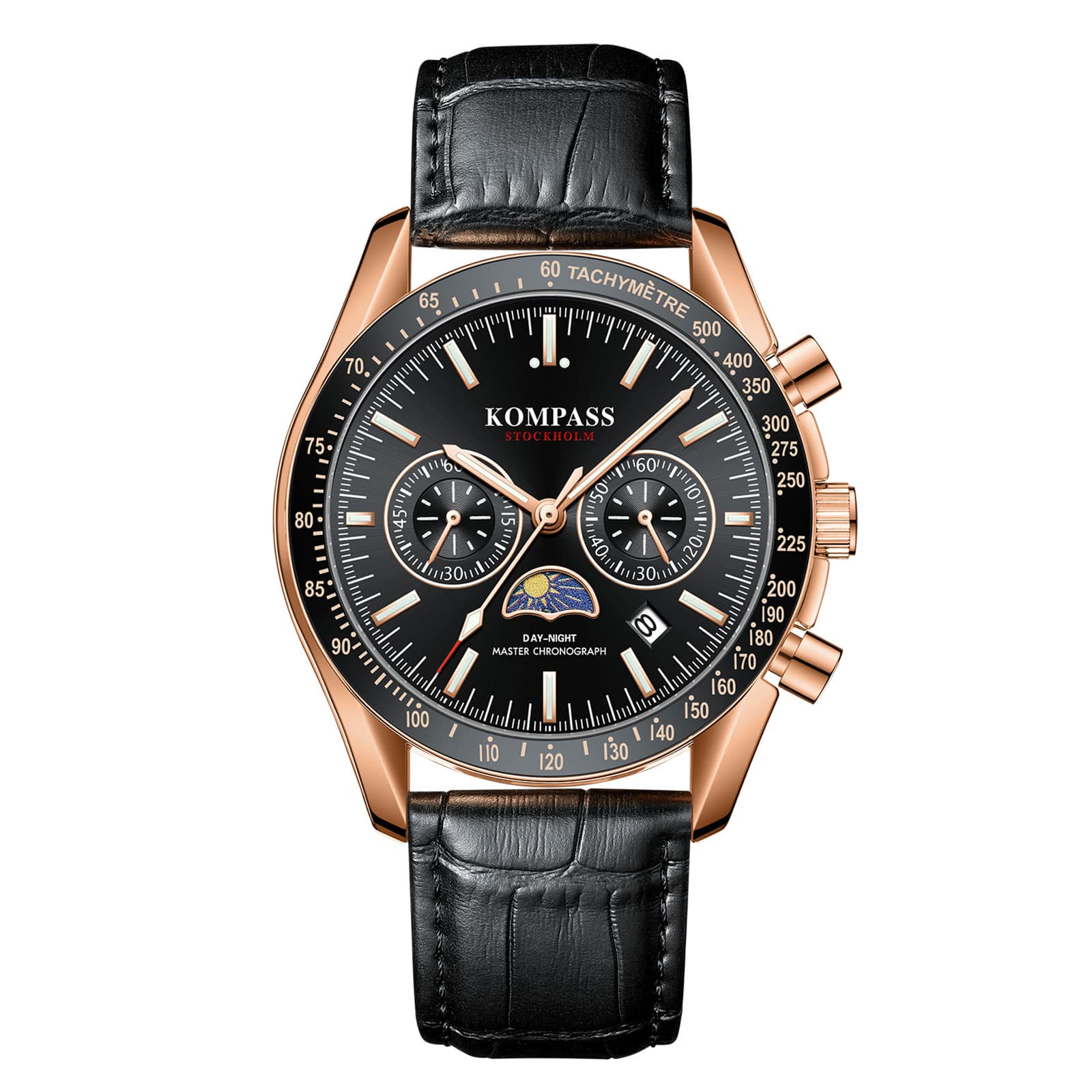 Kompass Stockholm Kompass Day-Night Master Chronograph Rose Gold Black