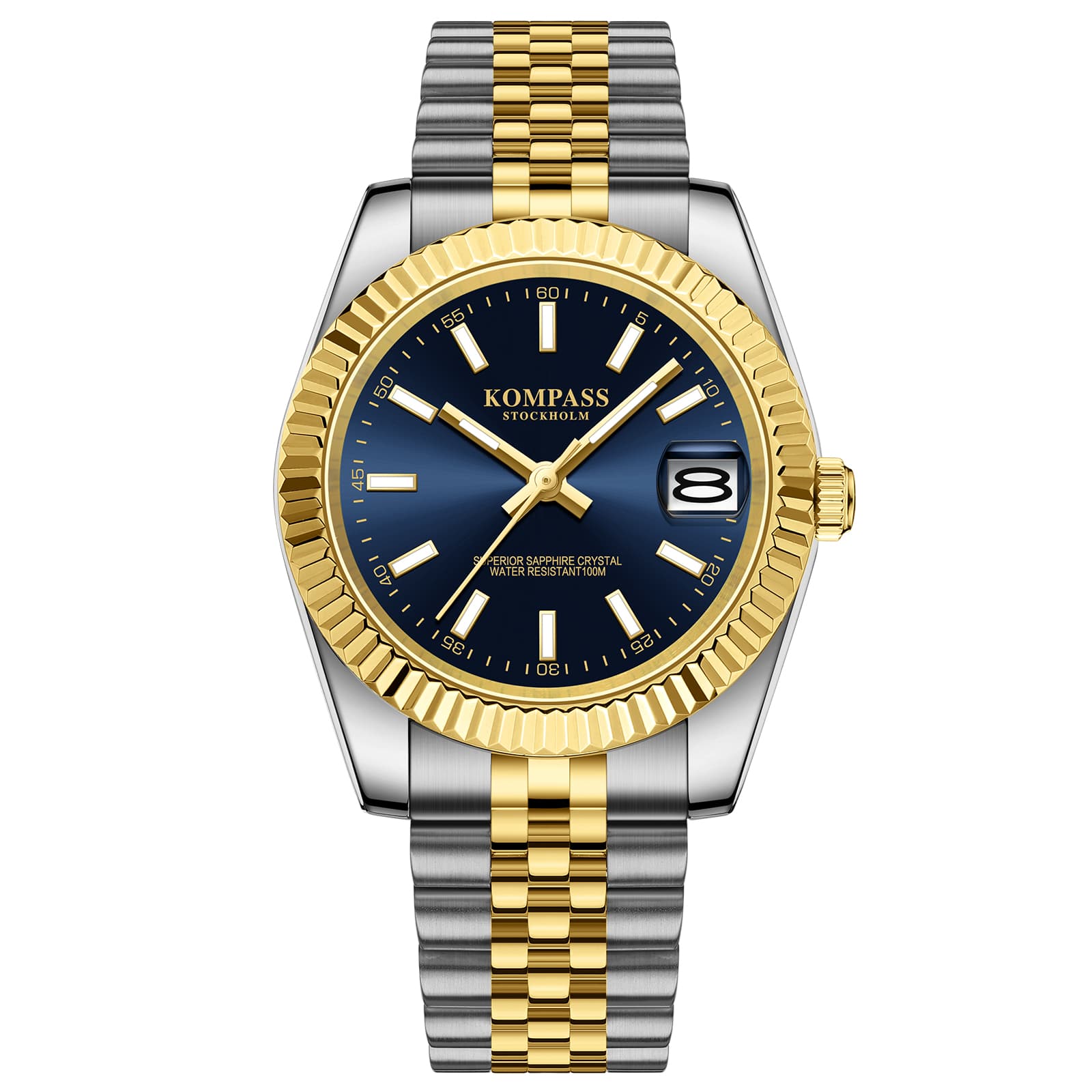 Kompass Stockholm Kompass Santorini Sapphire Steel Silver Gold Blue