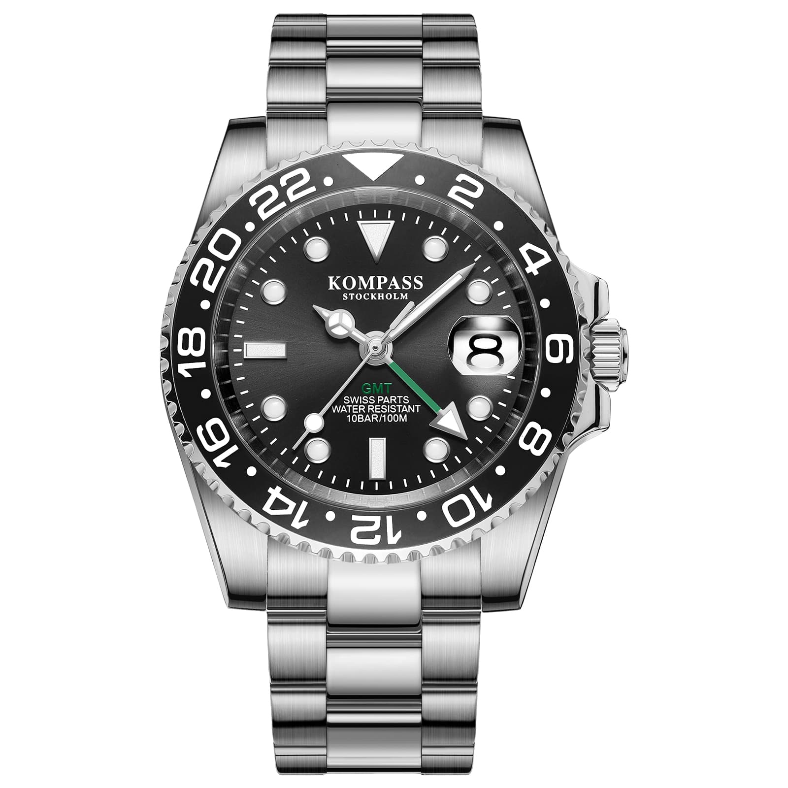 Kompass Stockholm Kompass GMT-Professional Sapphire Steel Black