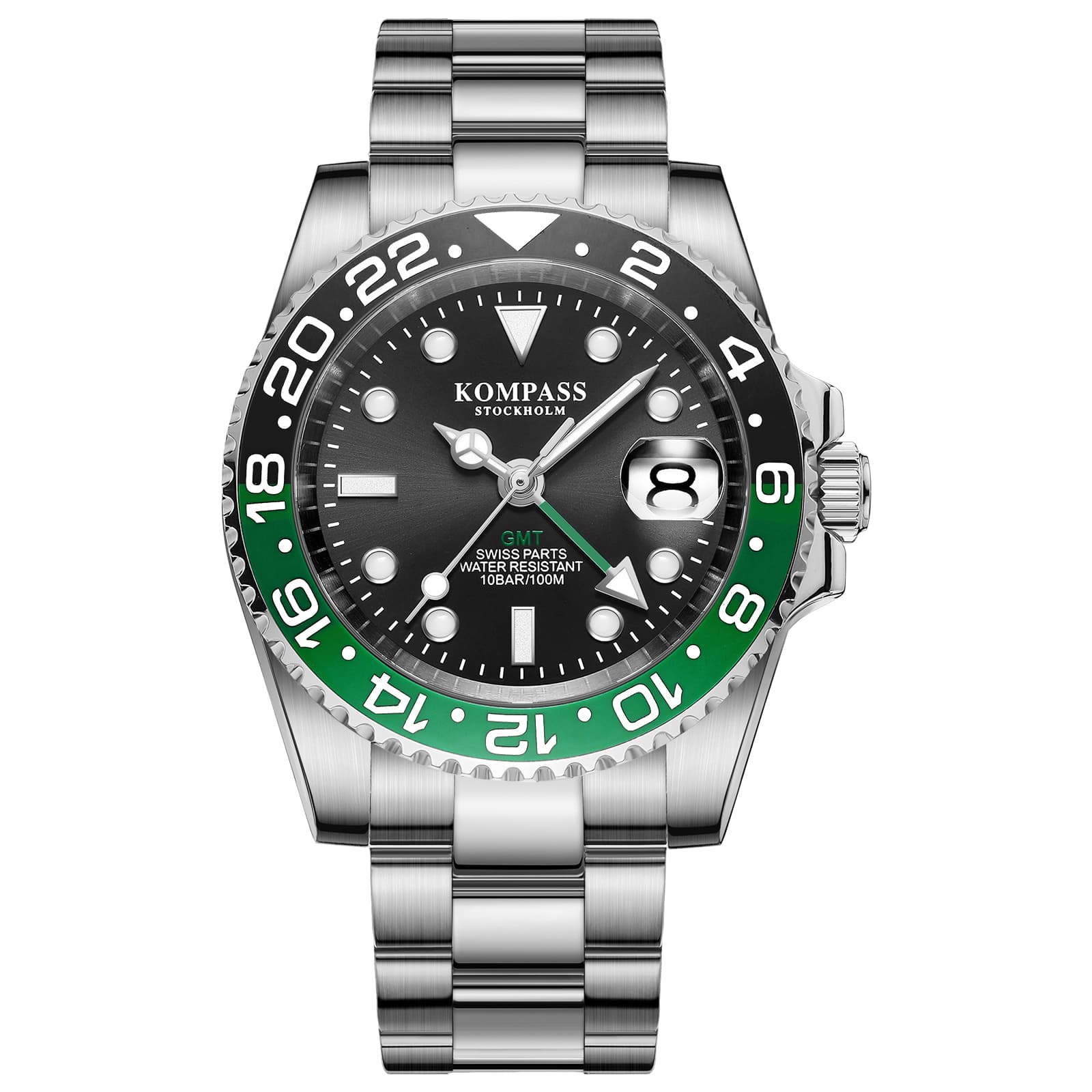 Kompass Stockholm Kompass GMT-Professional Sapphire Steel Black Green