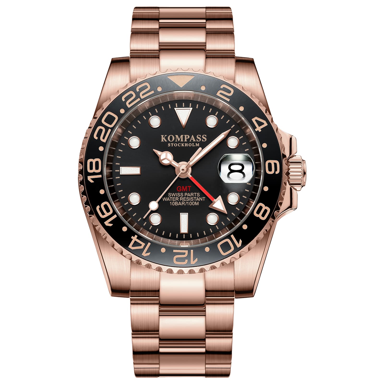 Kompass Stockholm Kompass GMT-Professional Sapphire Steel Rose Black