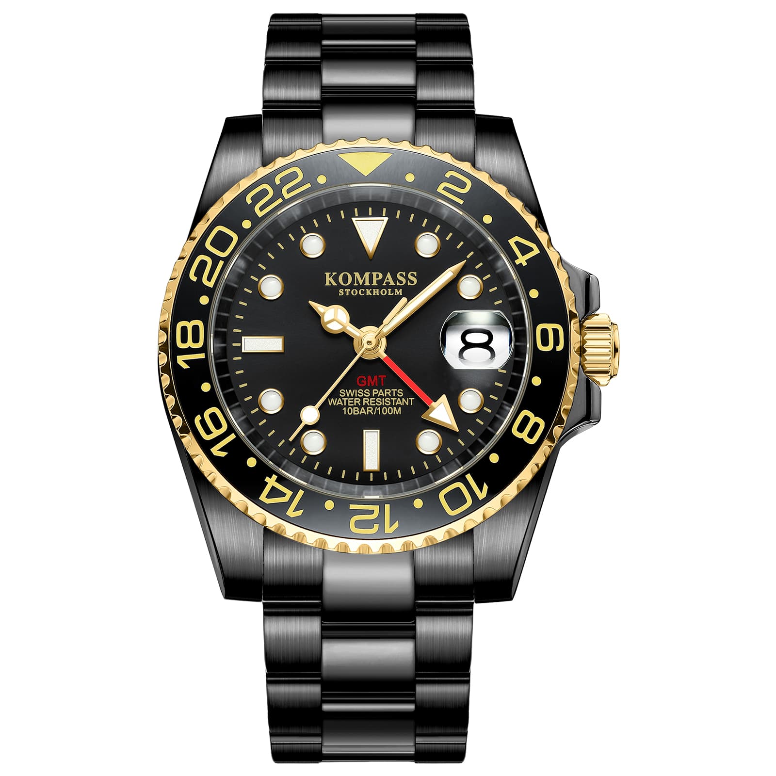 Kompass Stockholm Kompass GMT-Professional Sapphire Steel Black Gold
