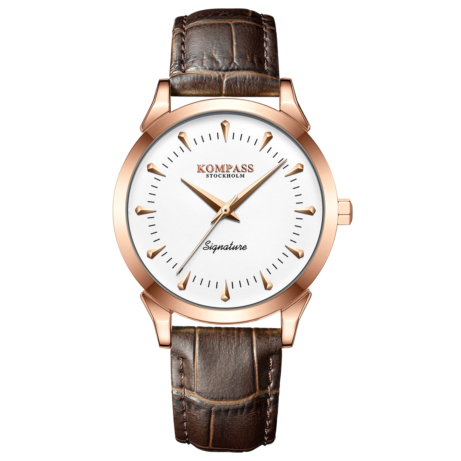 Kompass Stockholm Kompass Signature Rose Gold White Brown