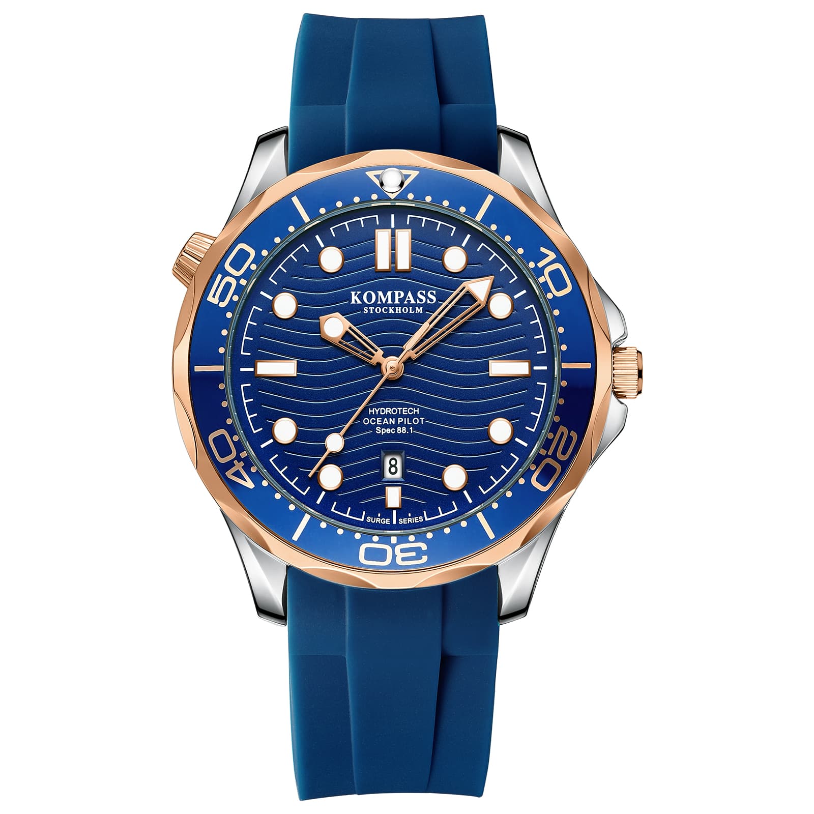 Kompass Stockholm Kompass Ocean Pilot Rose Gold Silver Blue