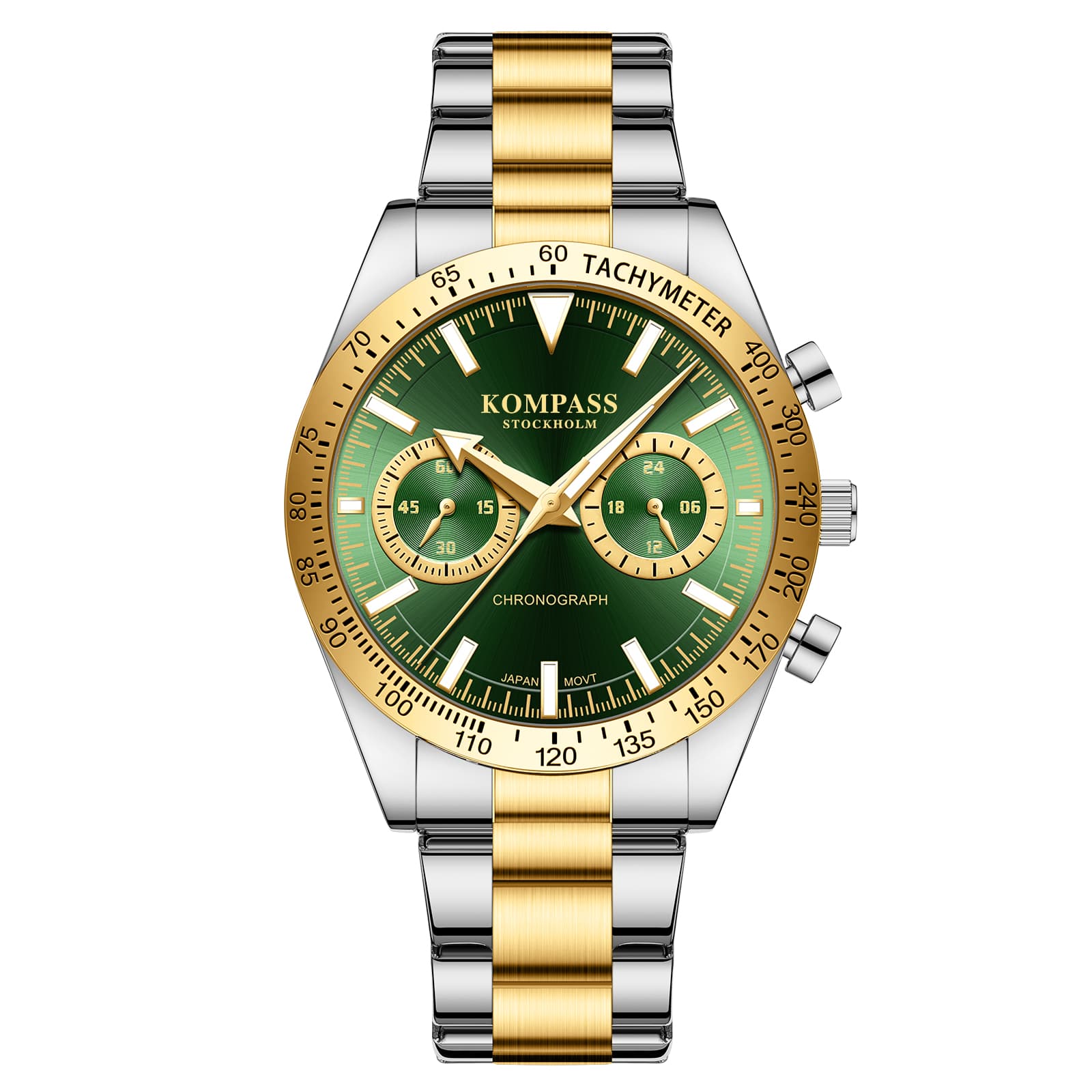 Kompass Stockholm Kompass Airborne Chronograph Silver Gold Green