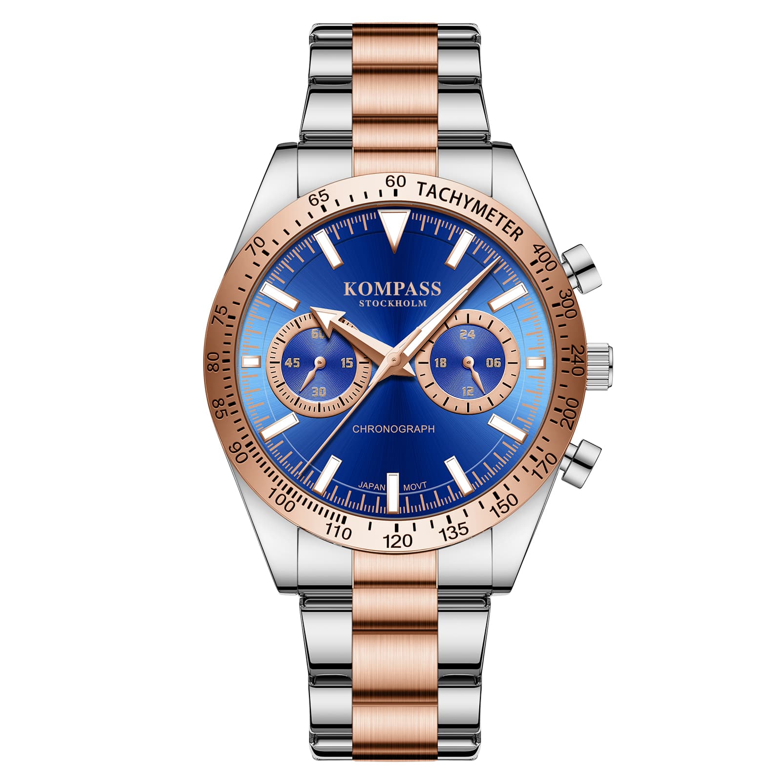 Kompass Stockholm Kompass Airborne Chronograph Silver Rose Gold Blue