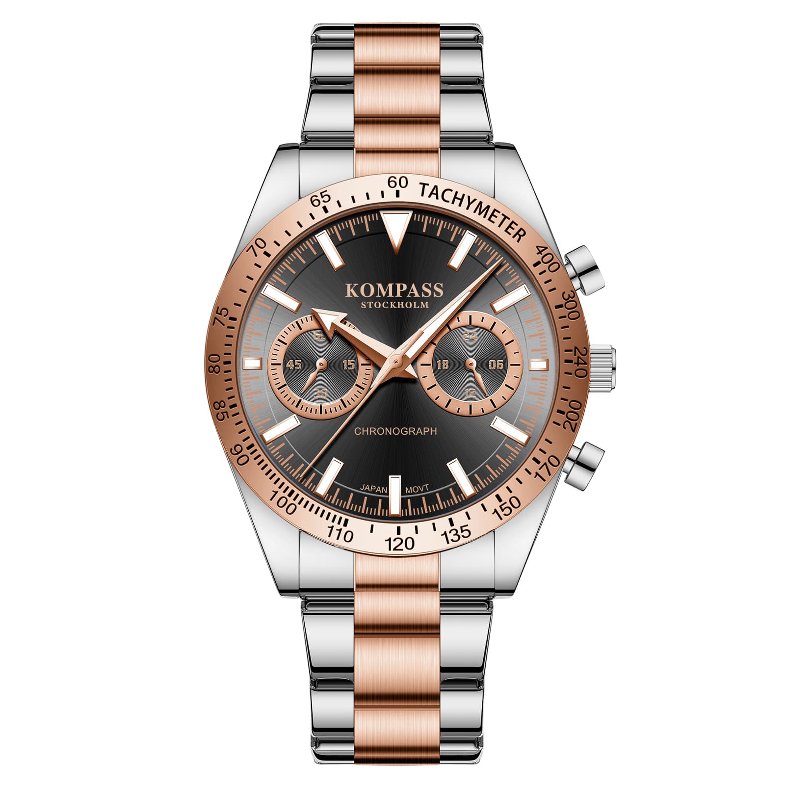 Kompass Stockholm Kompass Airborne Chronograph Silver Rose Gold Black